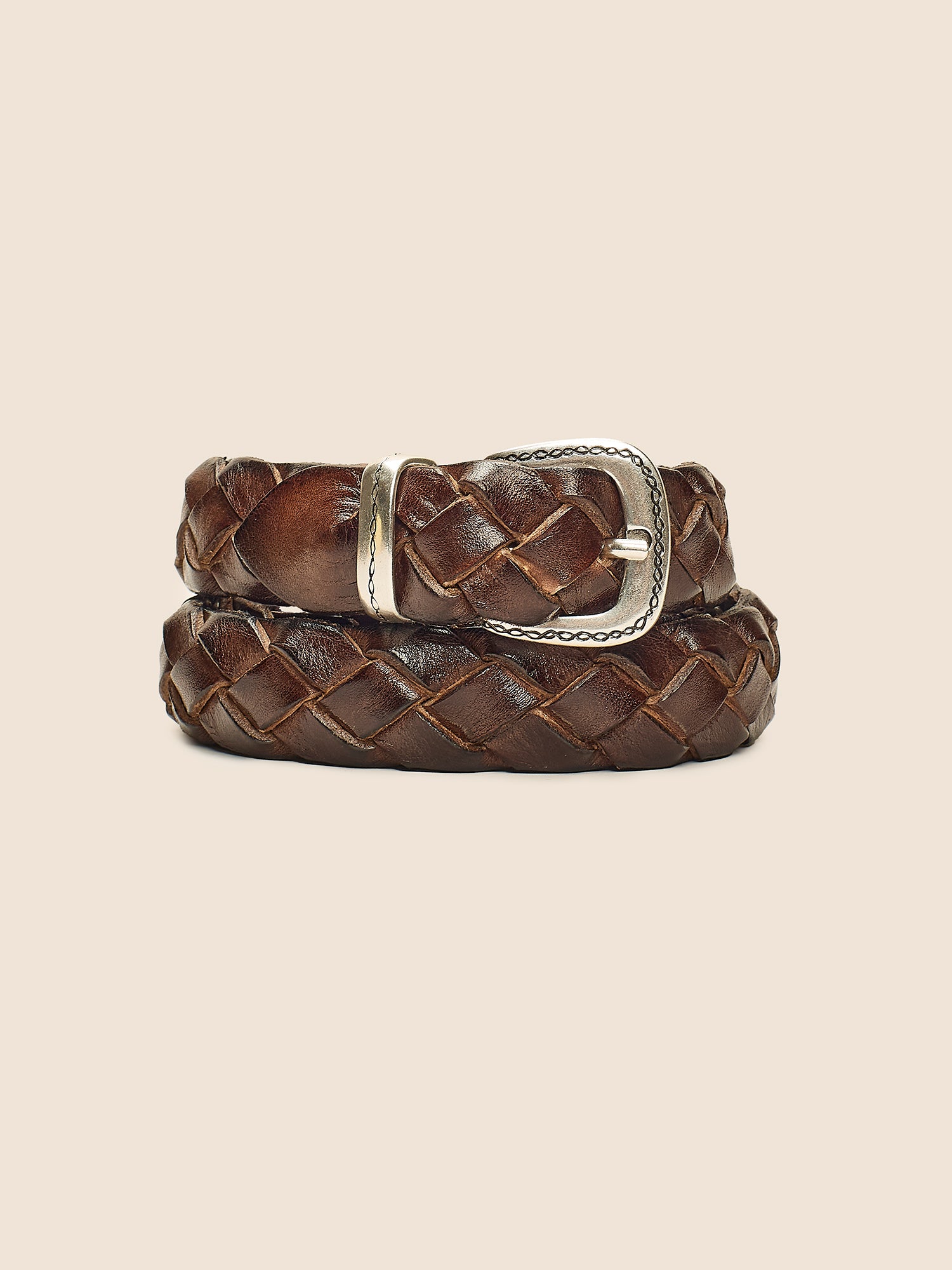 DARK BROWN BRAIDED BELT
