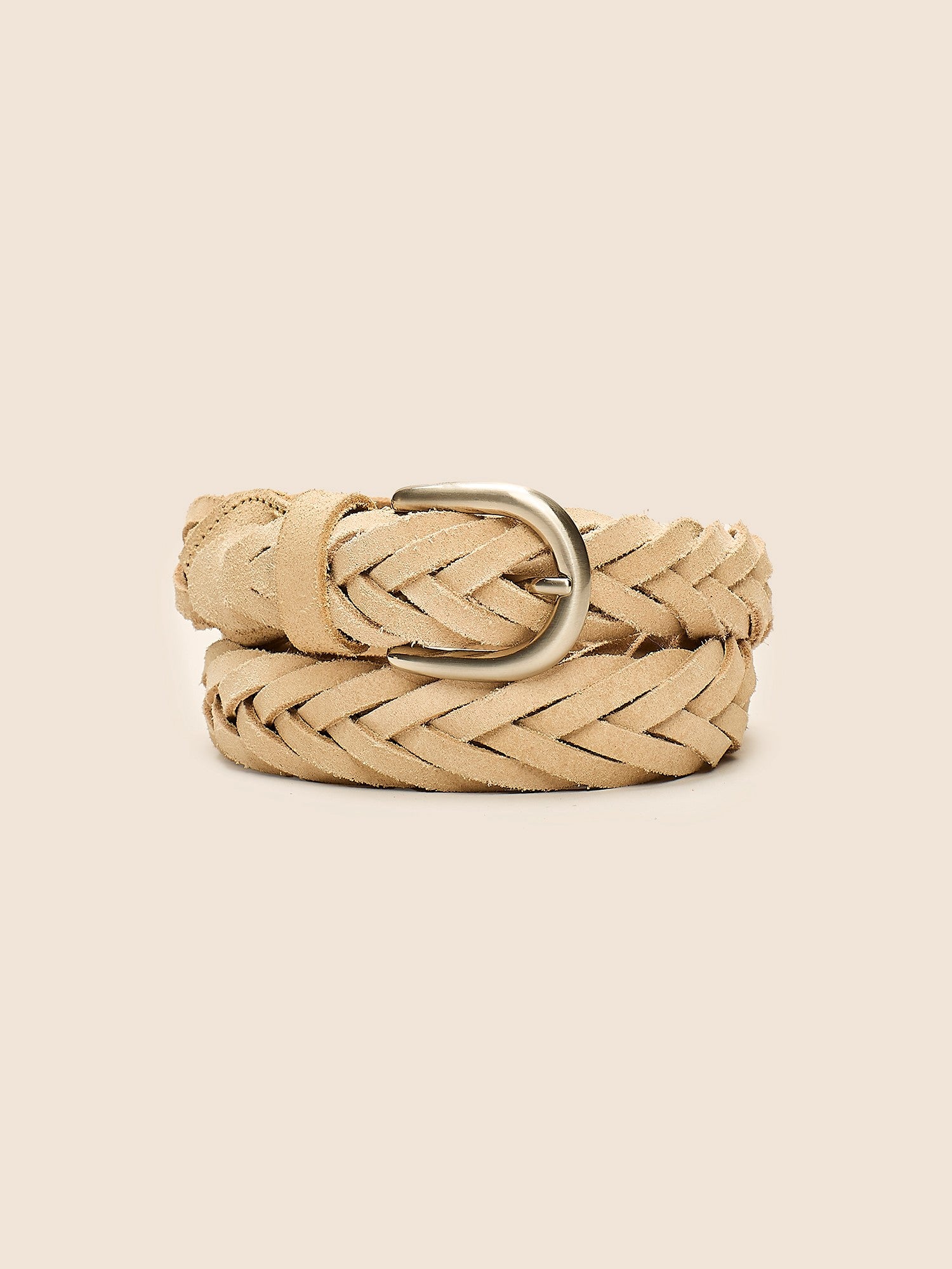 BEIGE SUEDE BRAIDED BELT