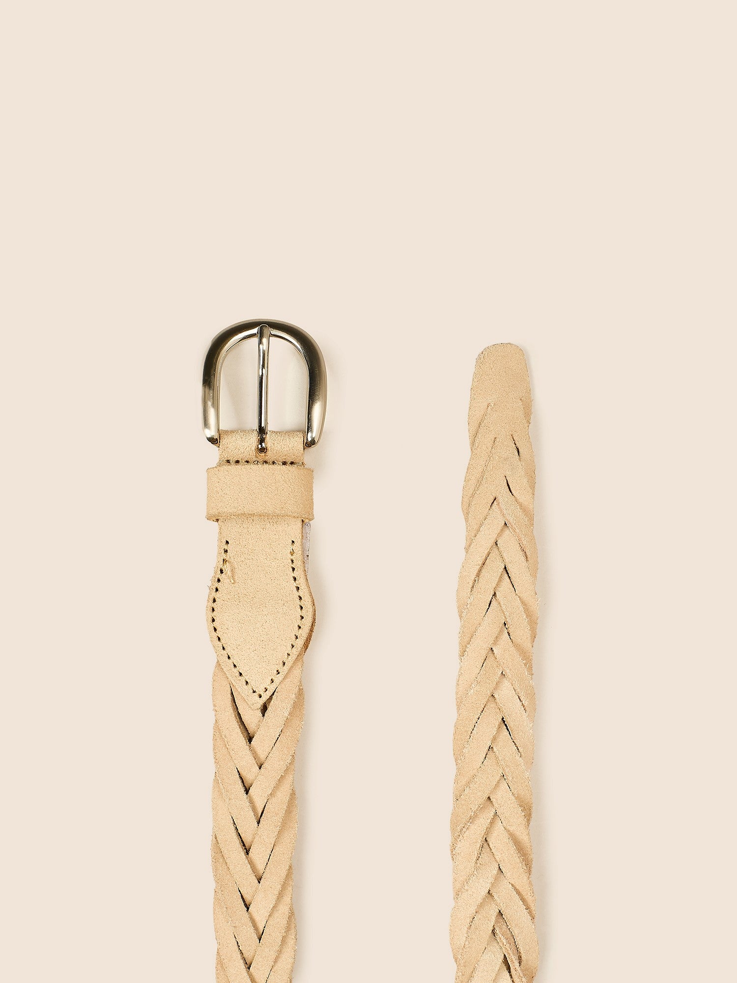 BEIGE SUEDE BRAIDED BELT