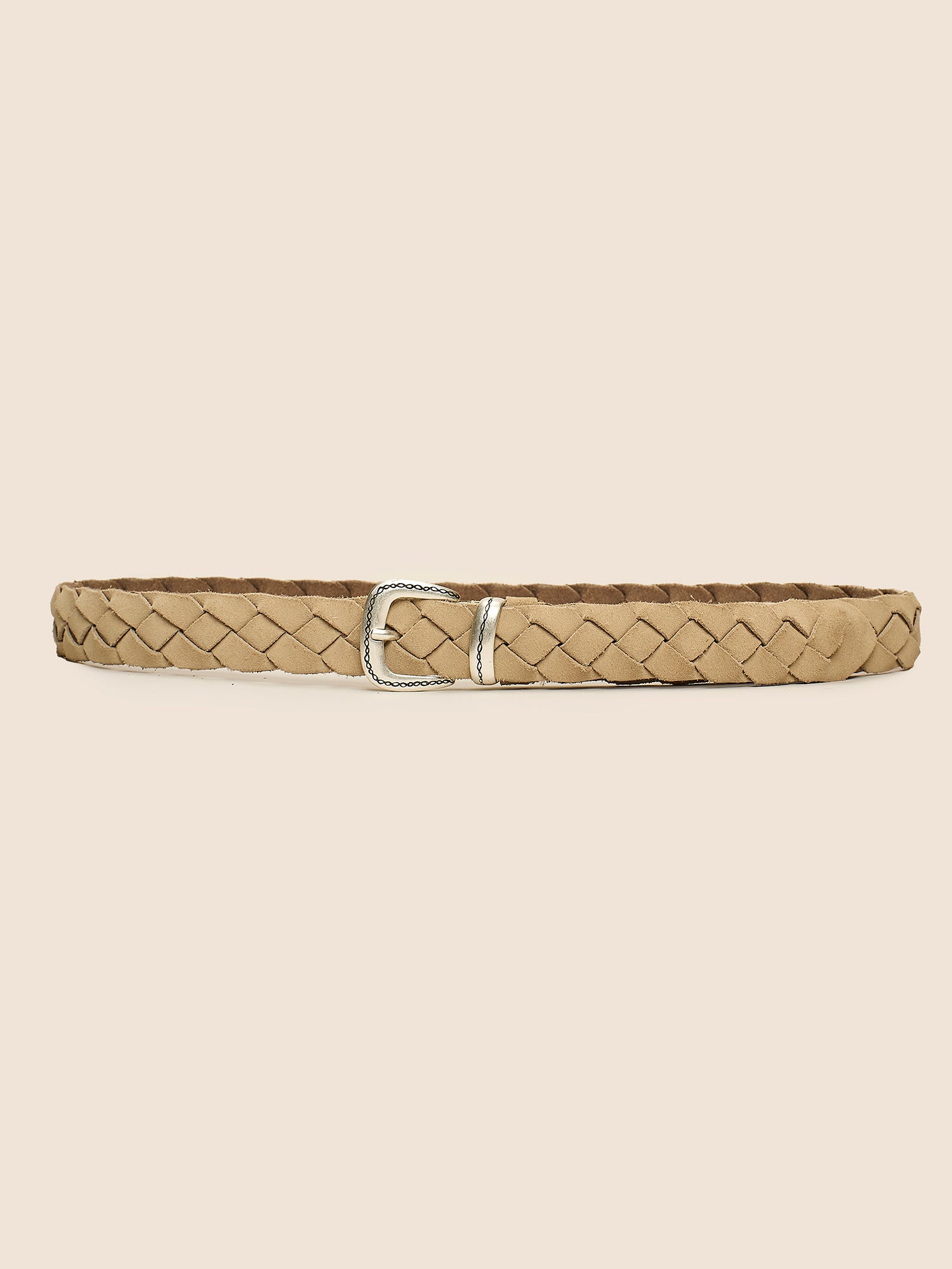 BEIGE SUEDE BRAIDED BELT
