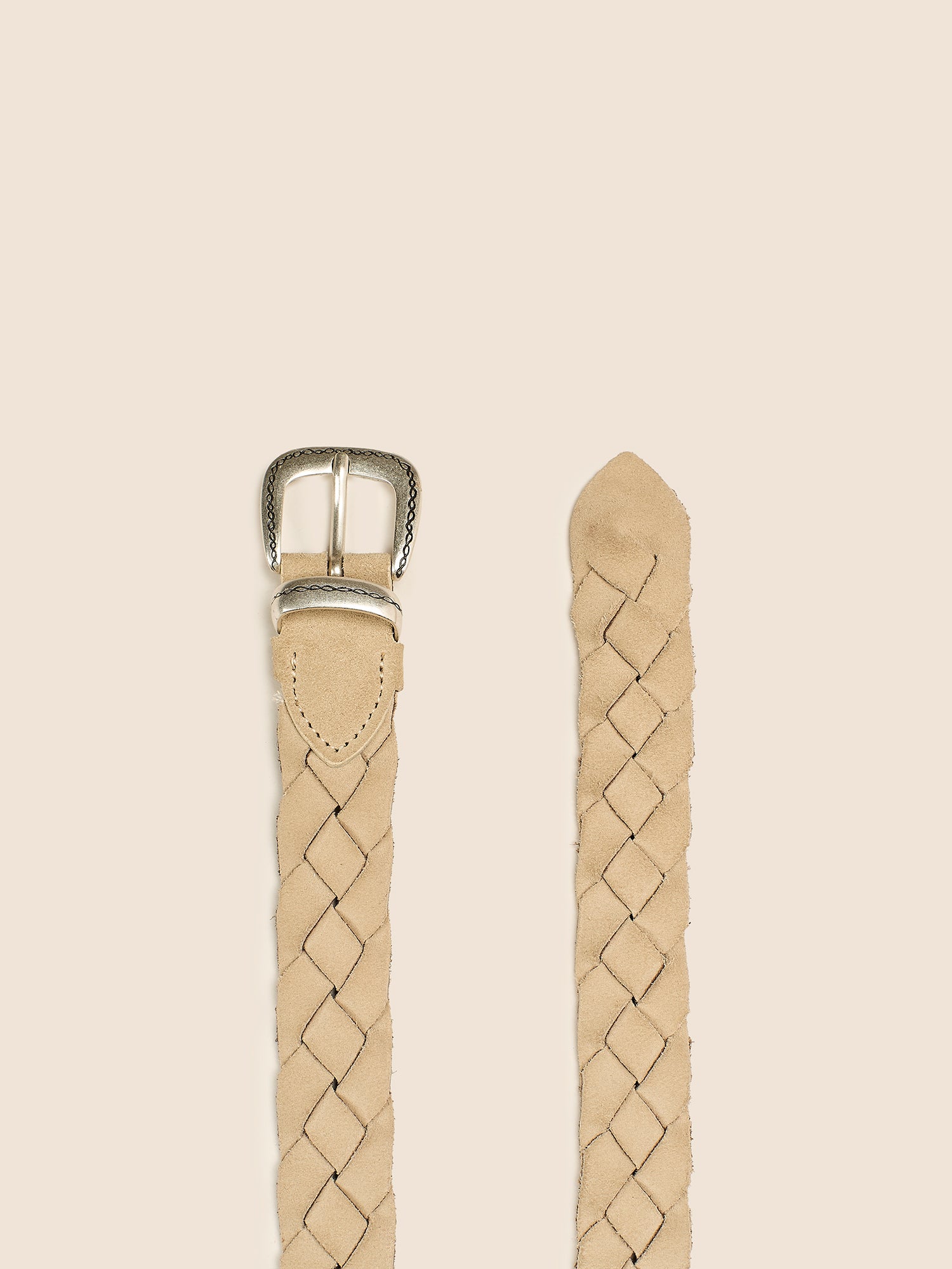 BEIGE SUEDE BRAIDED BELT
