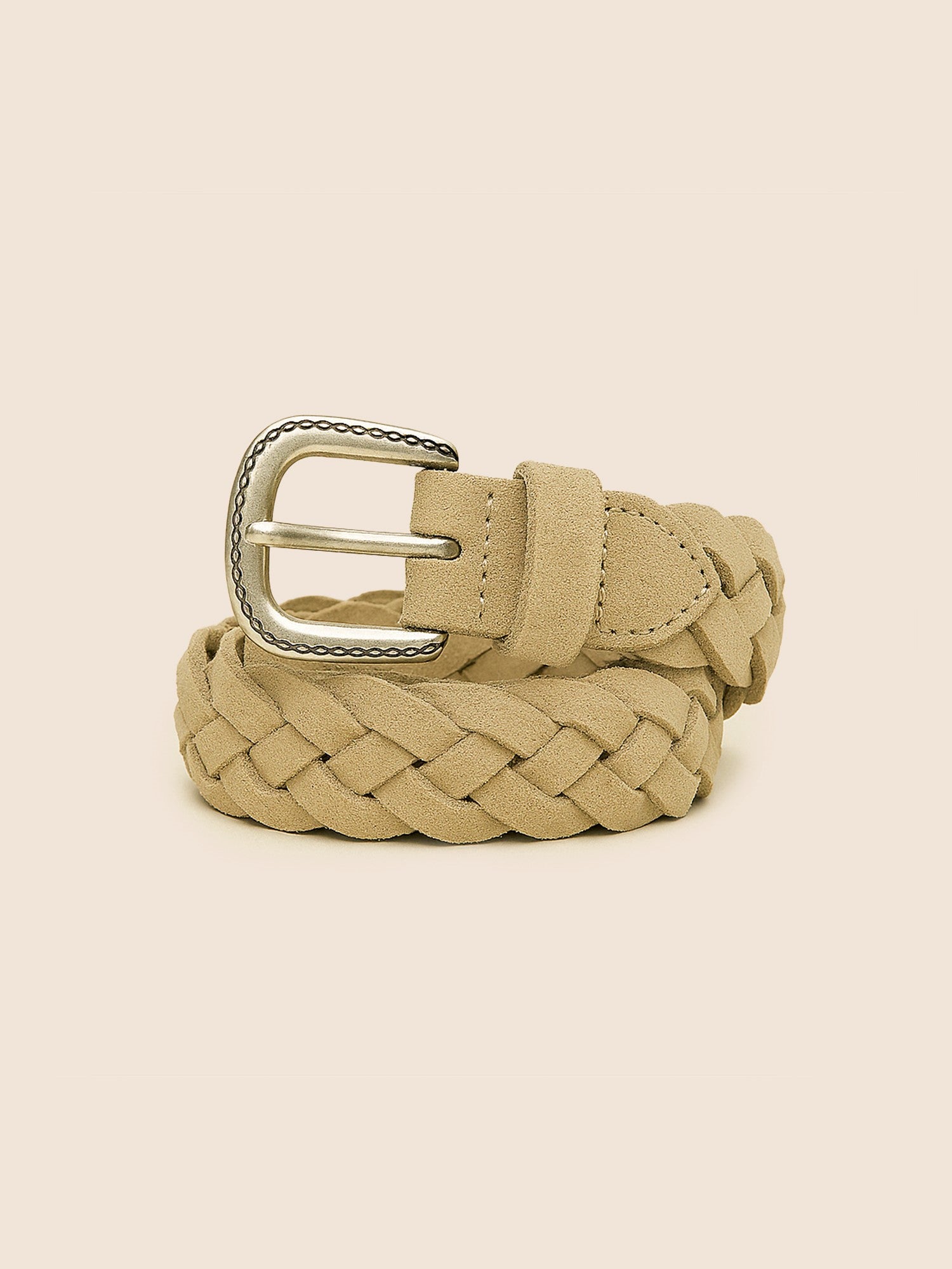 BEIGE SUEDE BRAIDED BELT