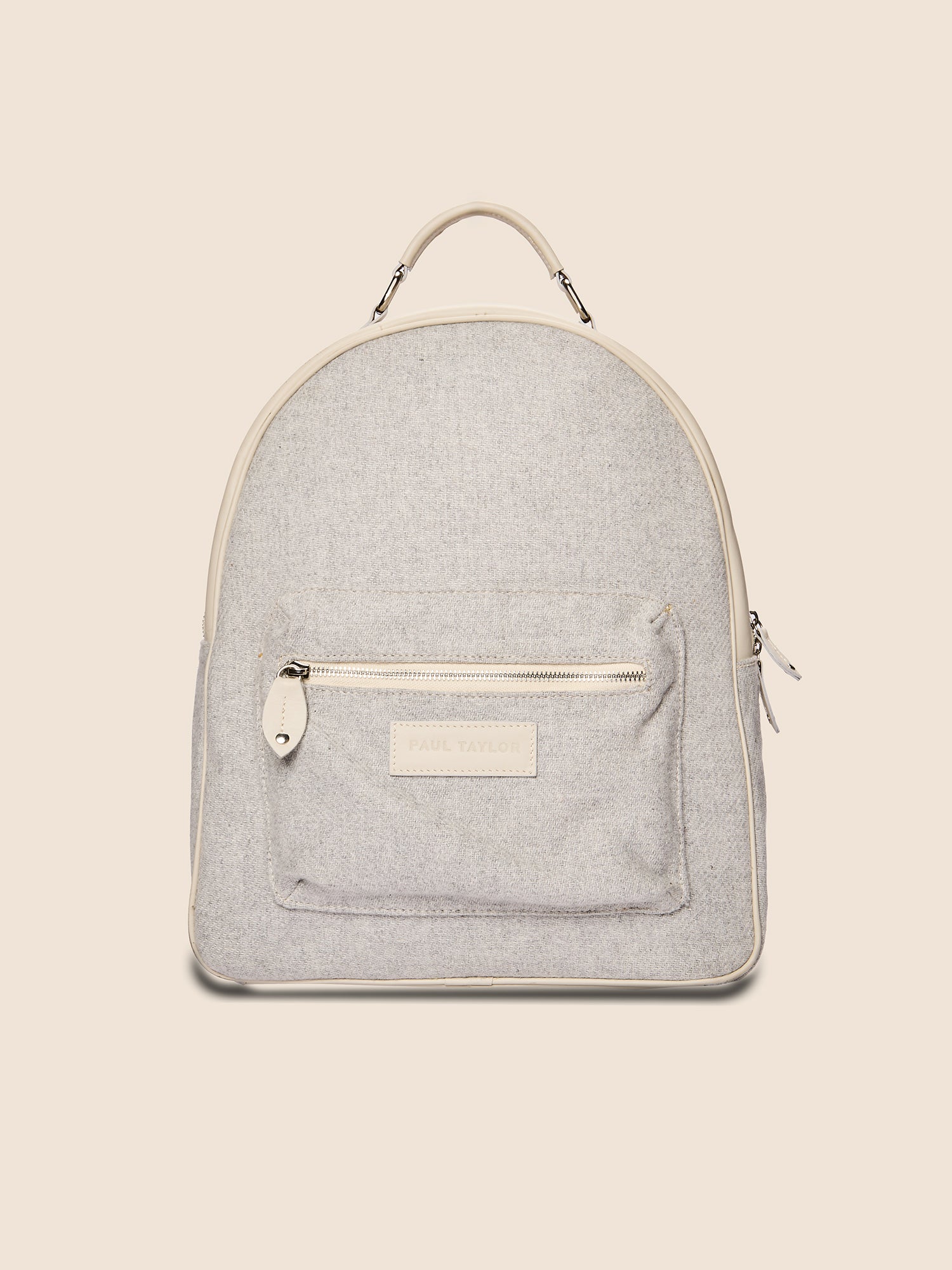 LEATHER AND WOOL FABRIC BACKPACK