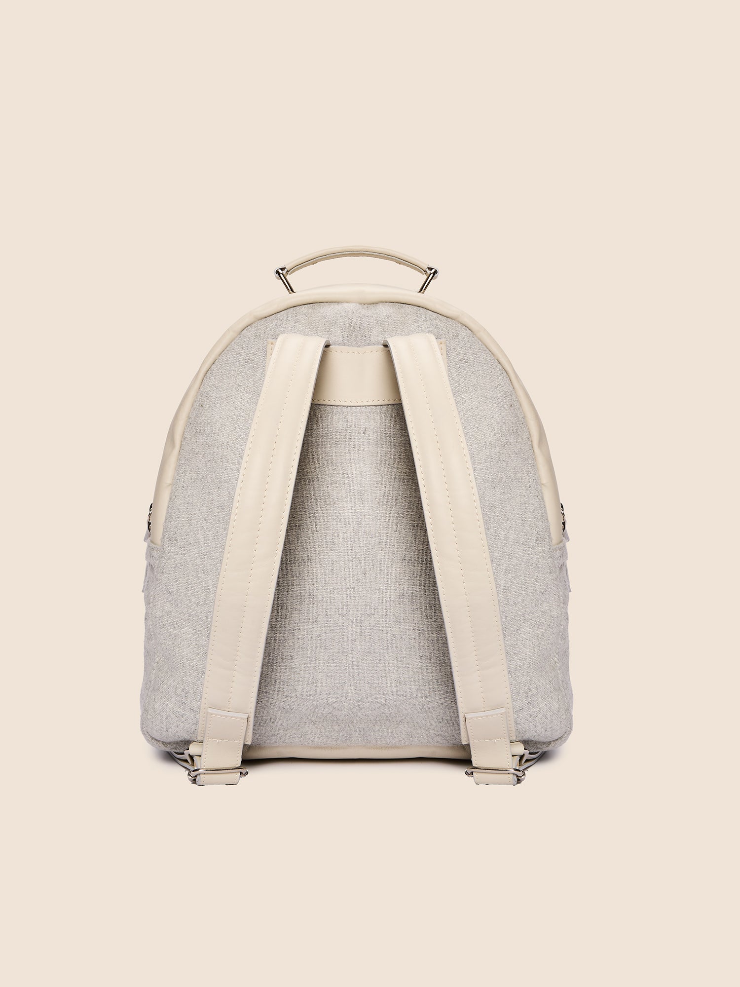 LEATHER AND WOOL FABRIC BACKPACK