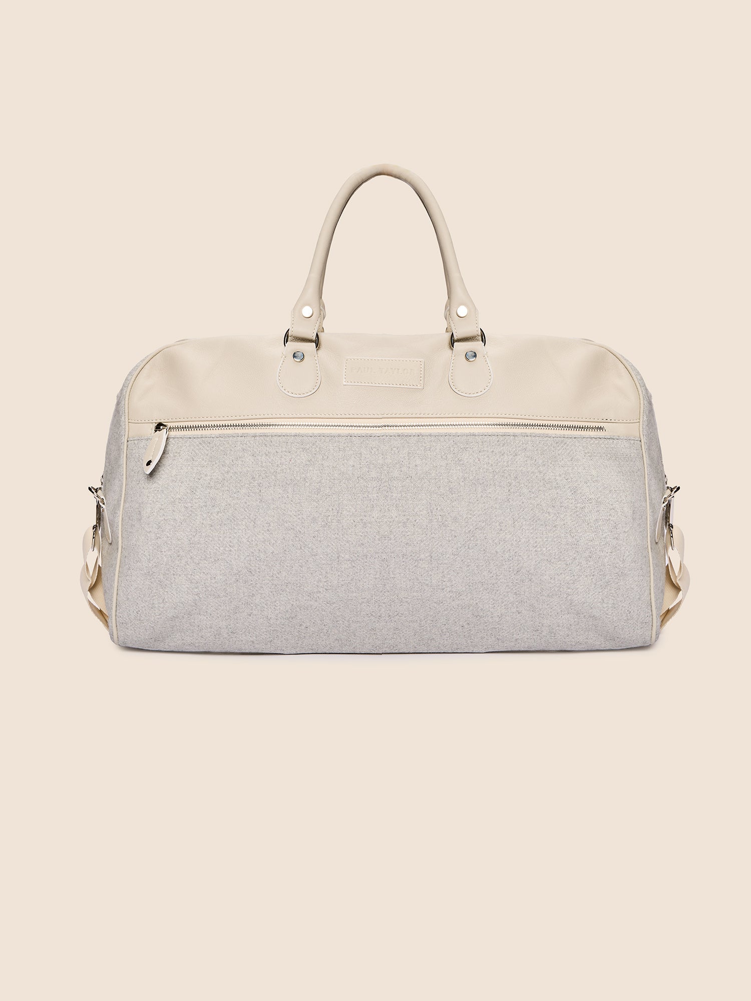 LEATHER AND WOOL FABRIC TRAVEL BAG