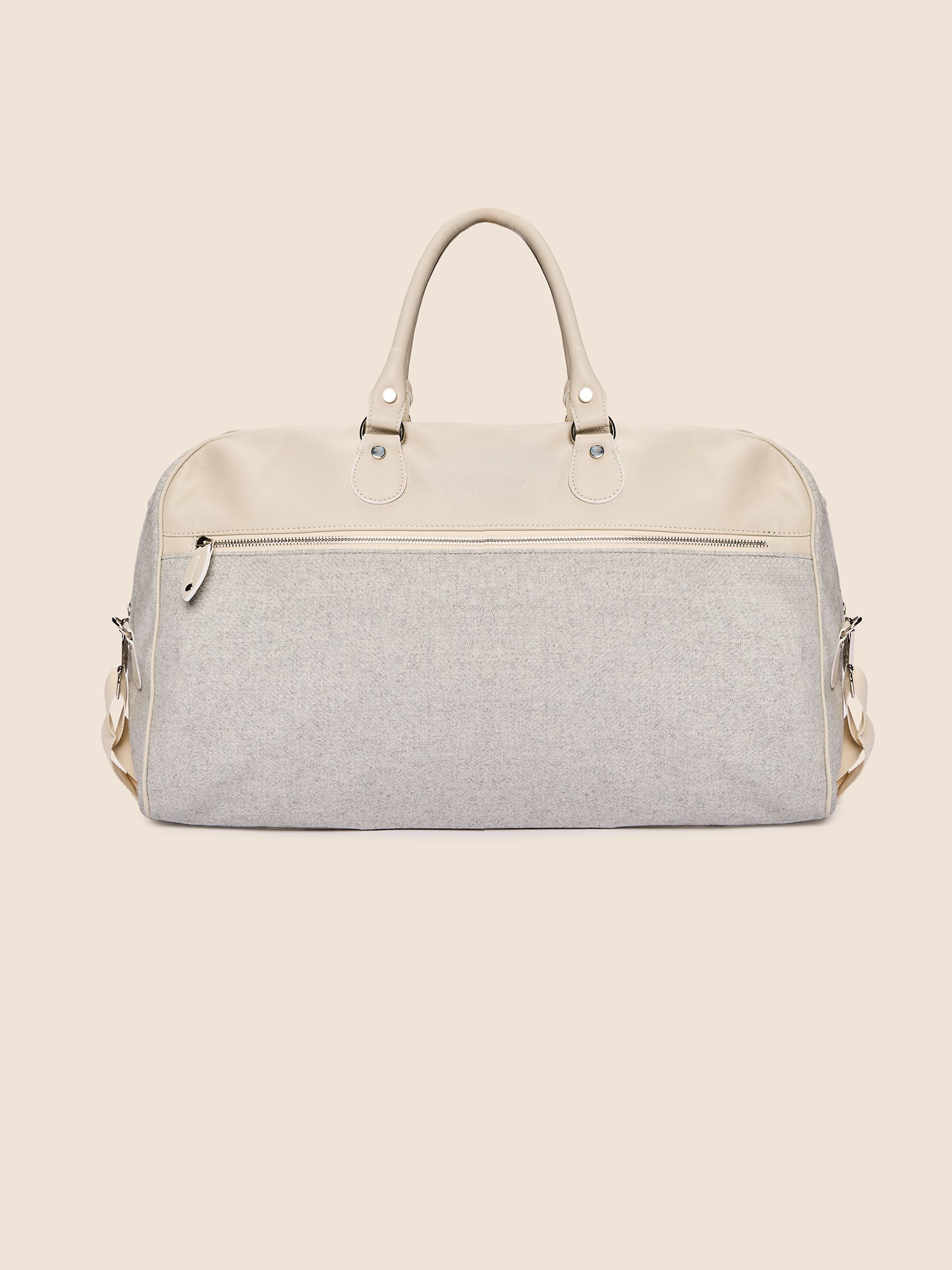 LEATHER AND WOOL FABRIC TRAVEL BAG