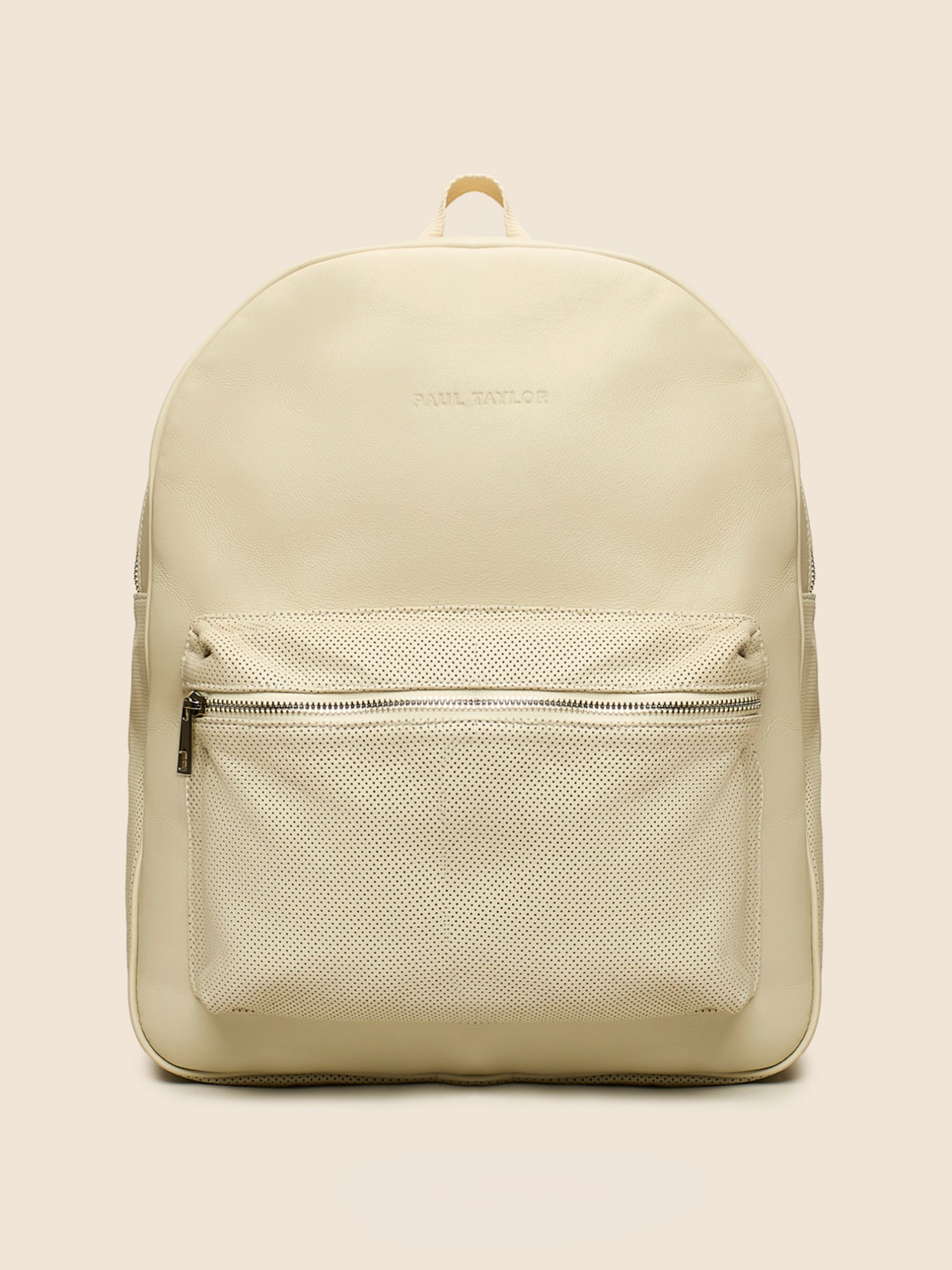 LIGHT BEIGE PERFORATED CALFSKIN BACKPACK