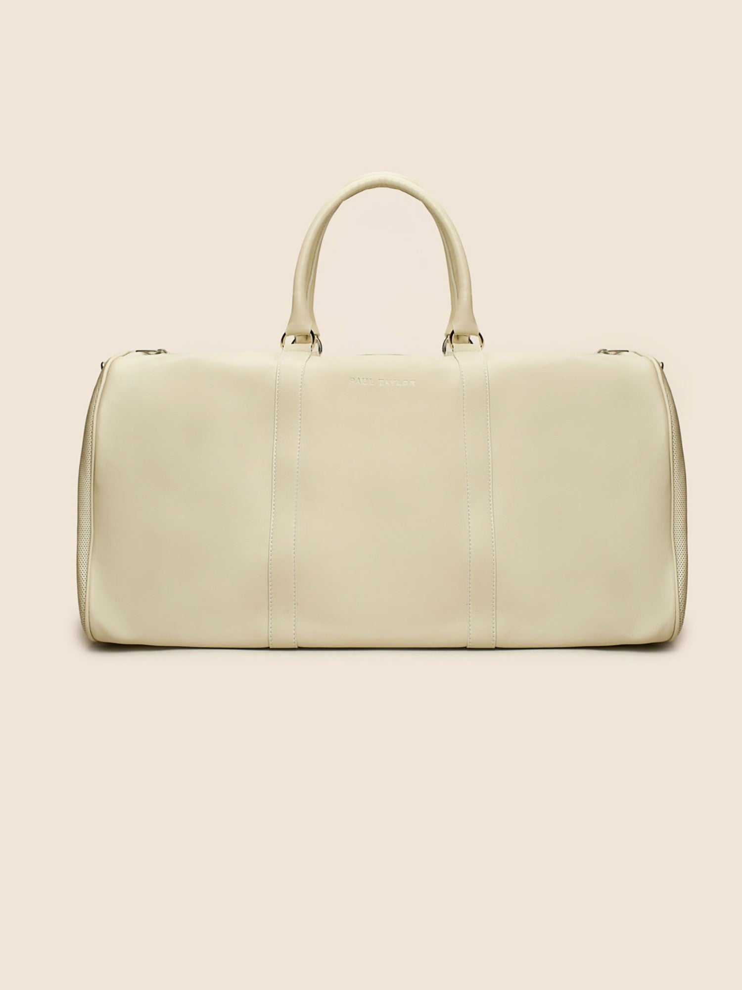LIGHT BEIGE PERFORATED CALFSKIN DUFFLE BAG
