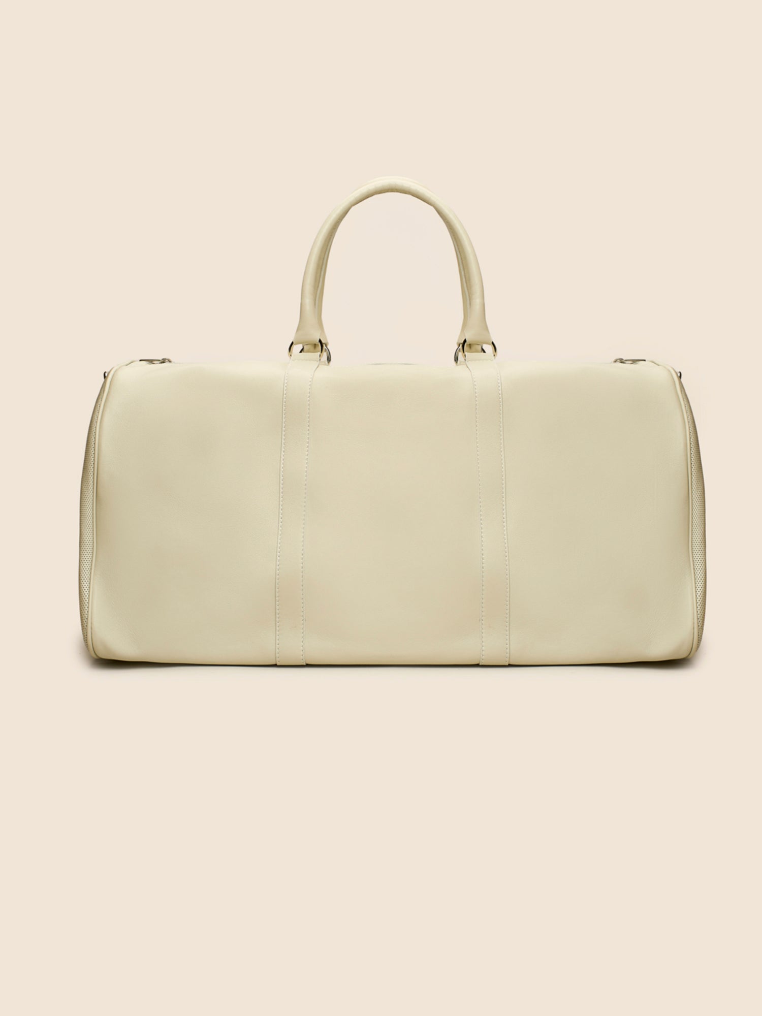 LIGHT BEIGE PERFORATED CALFSKIN DUFFLE BAG