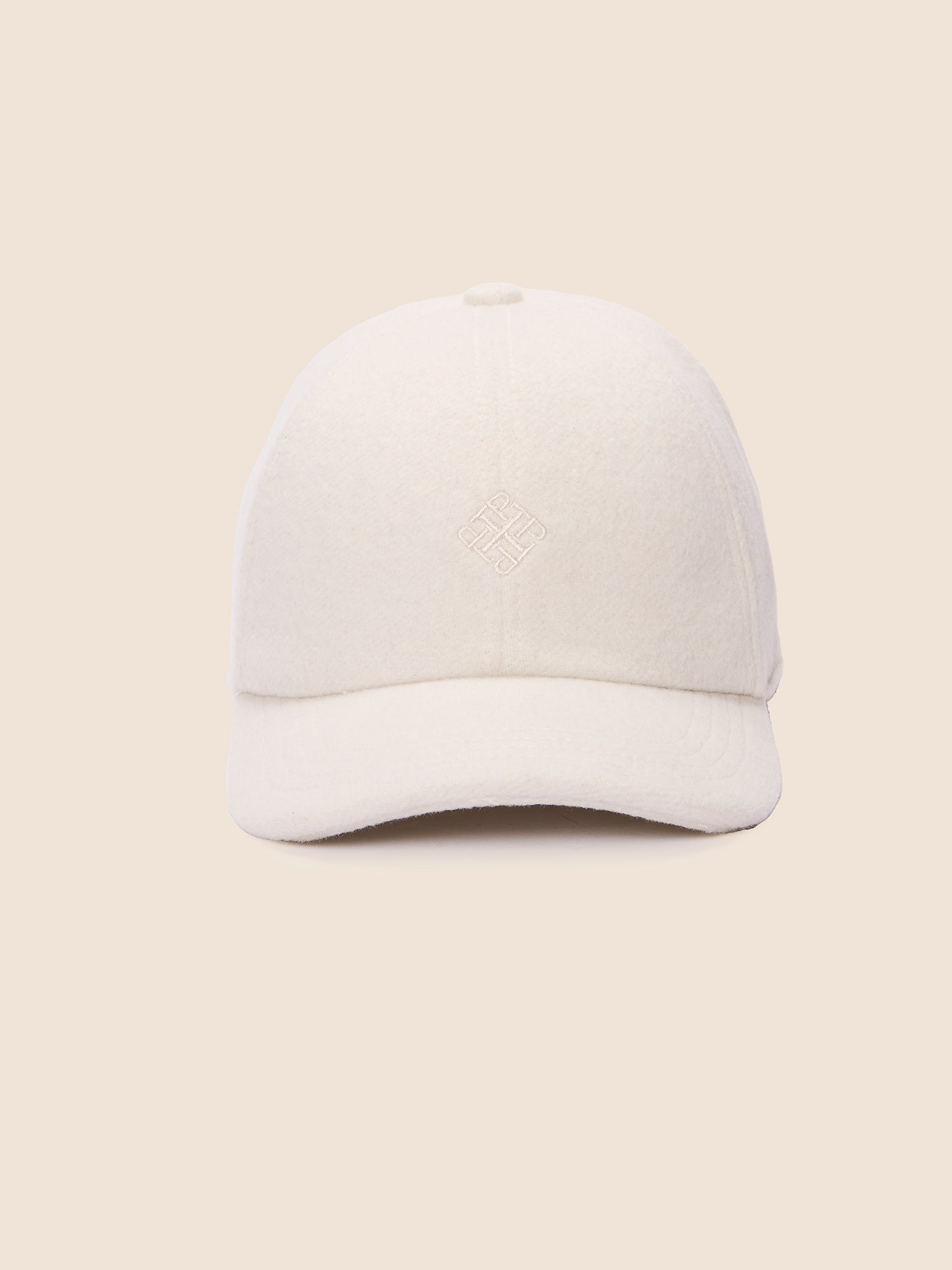 OFF WHITE WOOL BLEND BASEBALL HAT WITH KNITTED DETAIL
