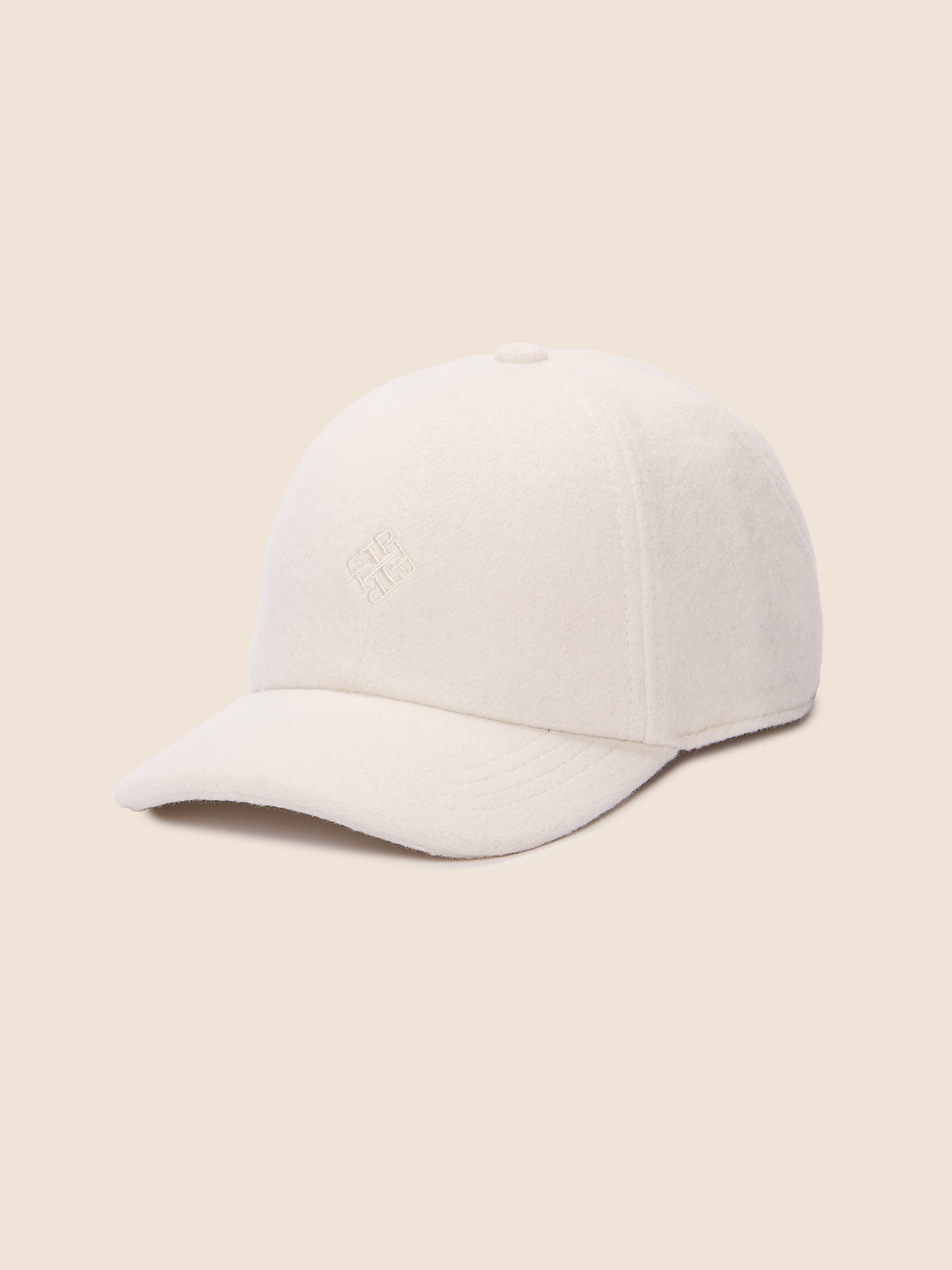 OFF WHITE WOOL BLEND BASEBALL HAT WITH KNITTED DETAIL