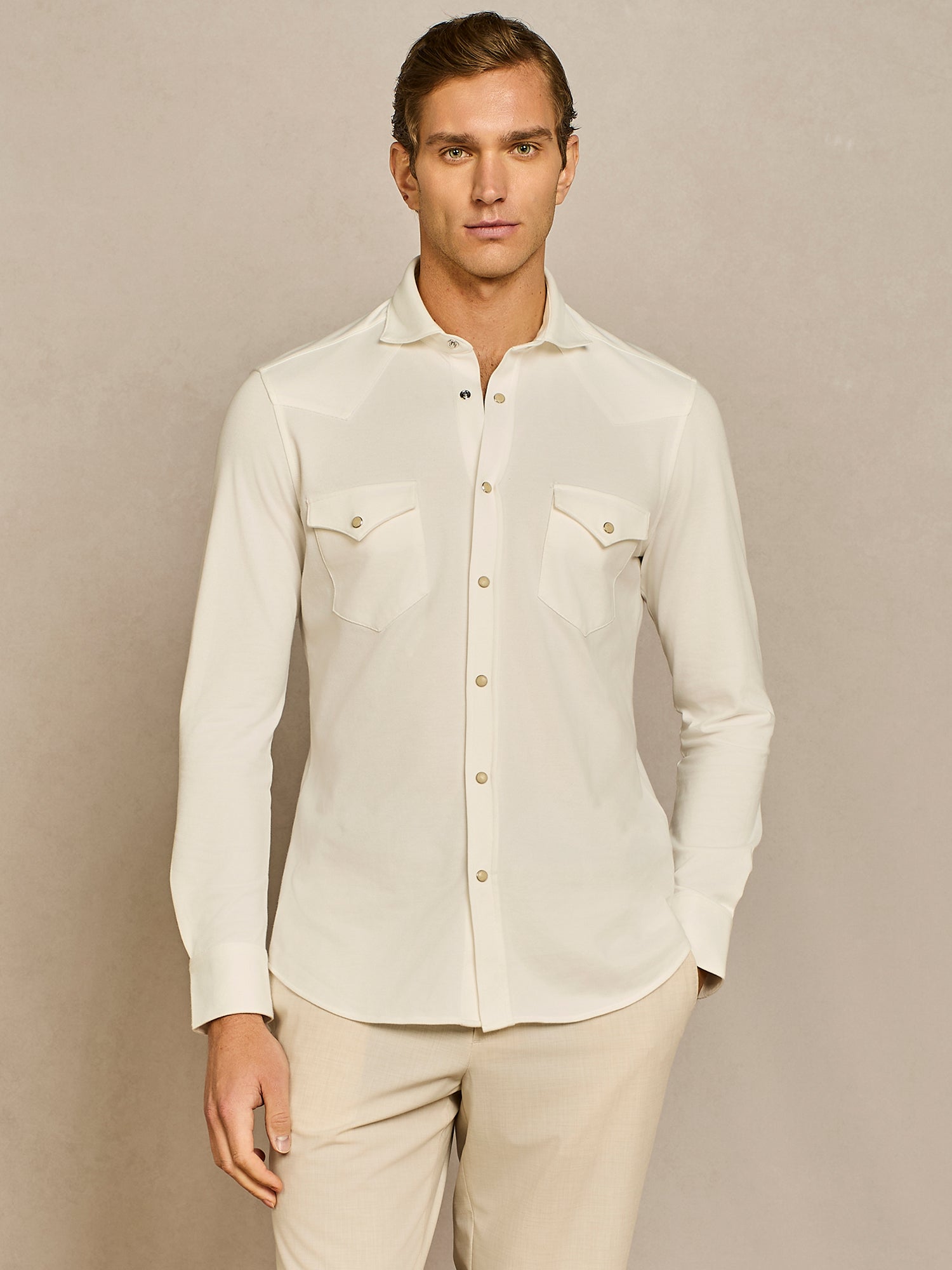 OFF WHITE TECHNICAL PIQUET TEXAN SHIRT