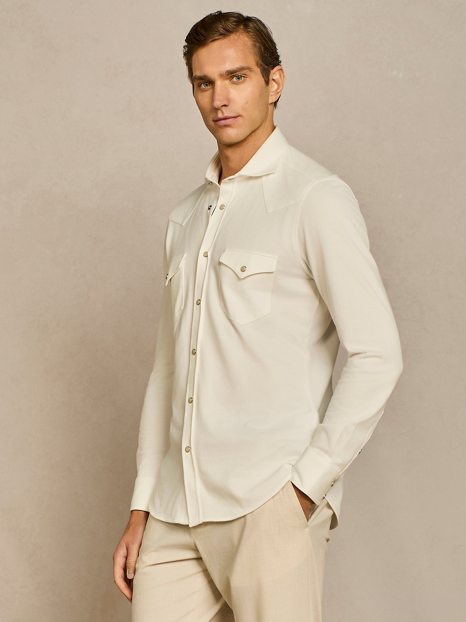 OFF WHITE TECHNICAL PIQUET TEXAN SHIRT