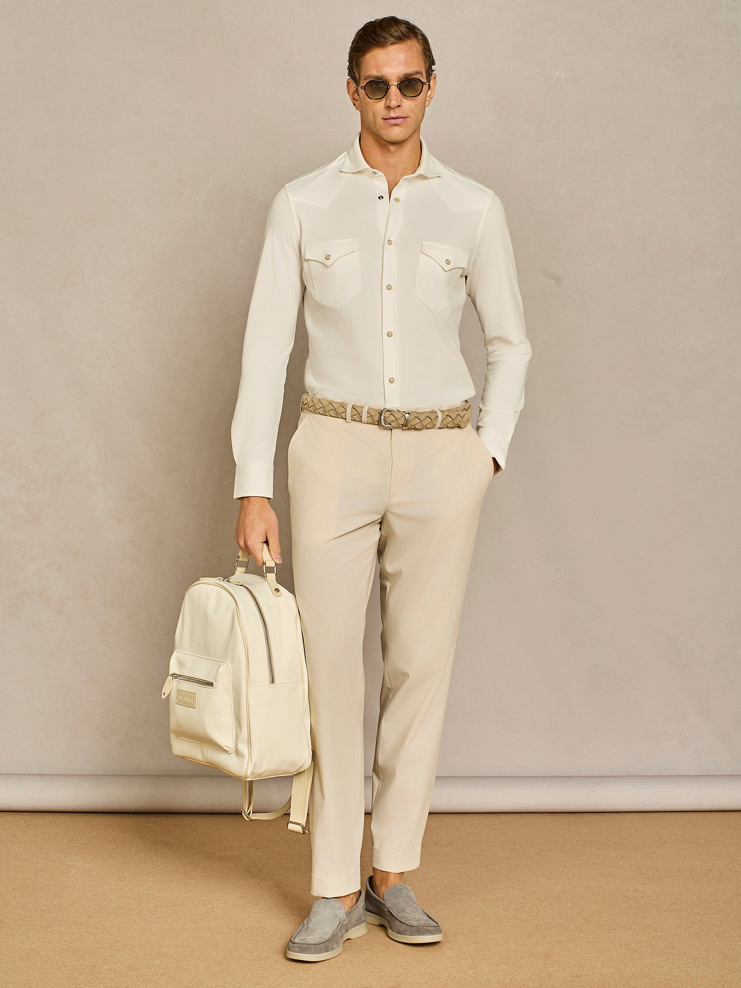 OFF WHITE TECHNICAL PIQUET TEXAN SHIRT