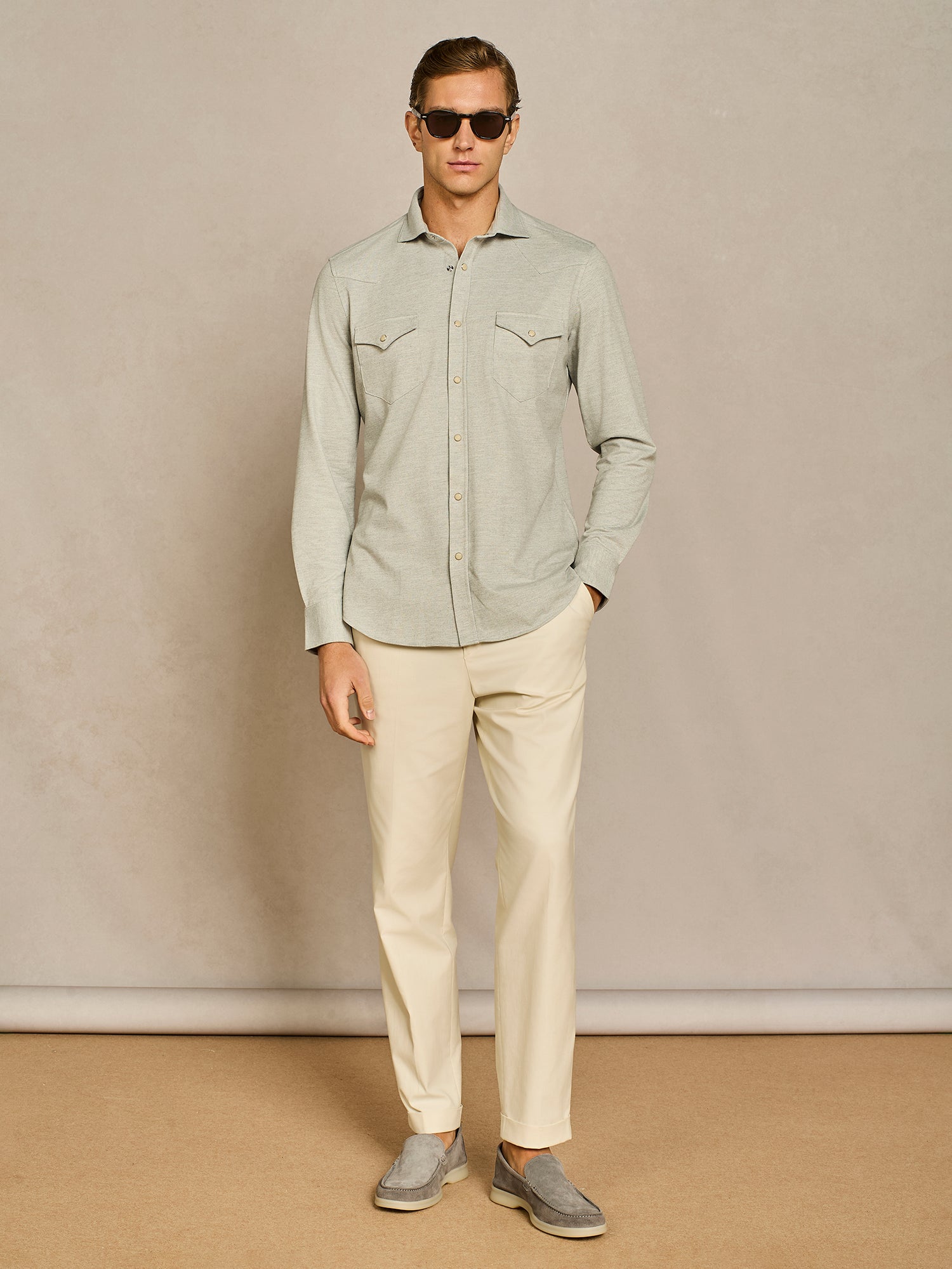 GREY TECHNICAL PIQUET TEXAN SHIRT