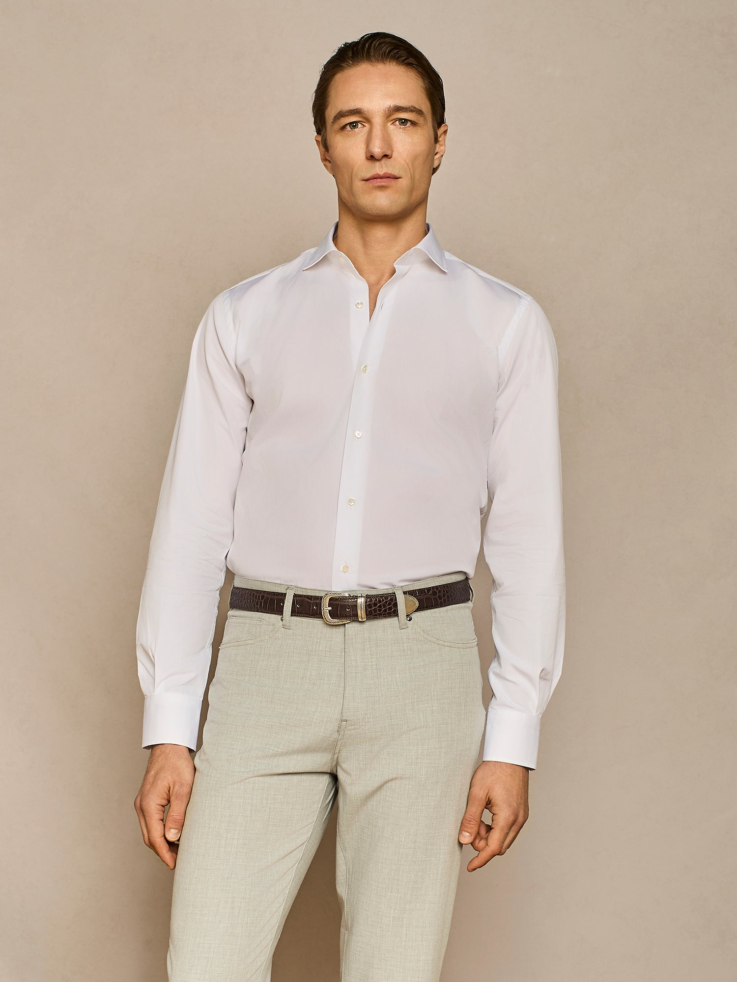 WHITE COTTON POPELINE SHIRT