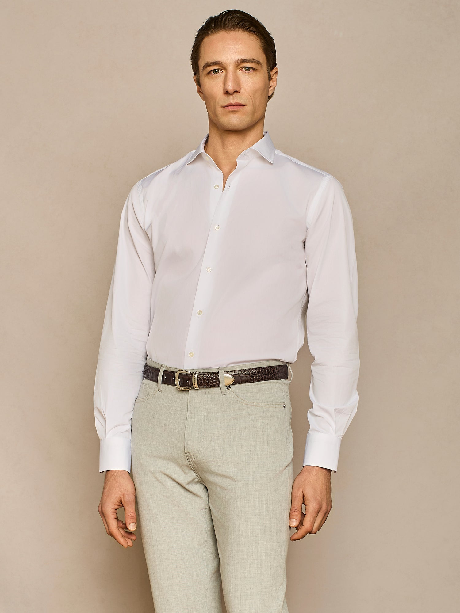 WHITE COTTON POPELINE SHIRT