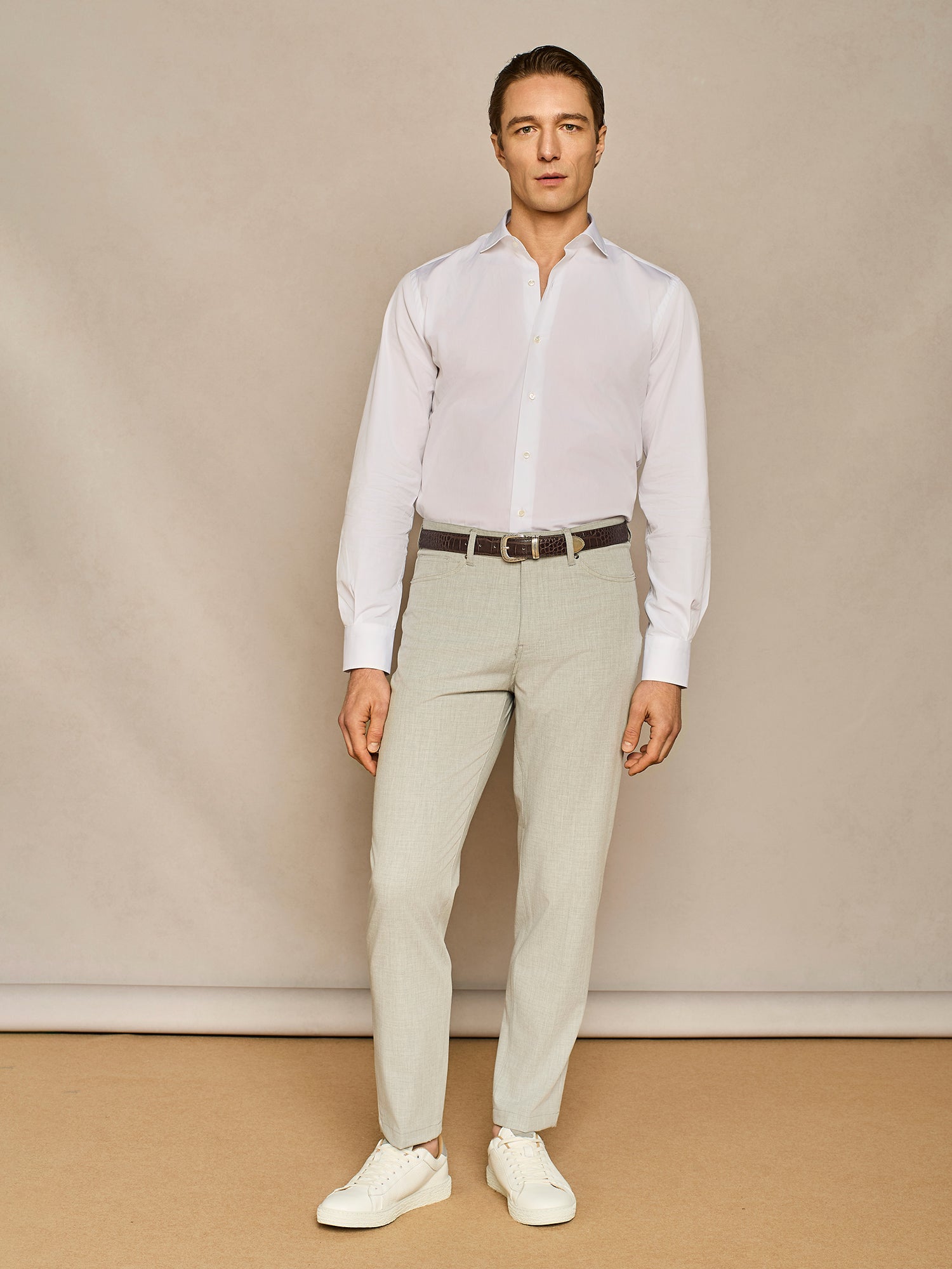 WHITE COTTON POPELINE SHIRT