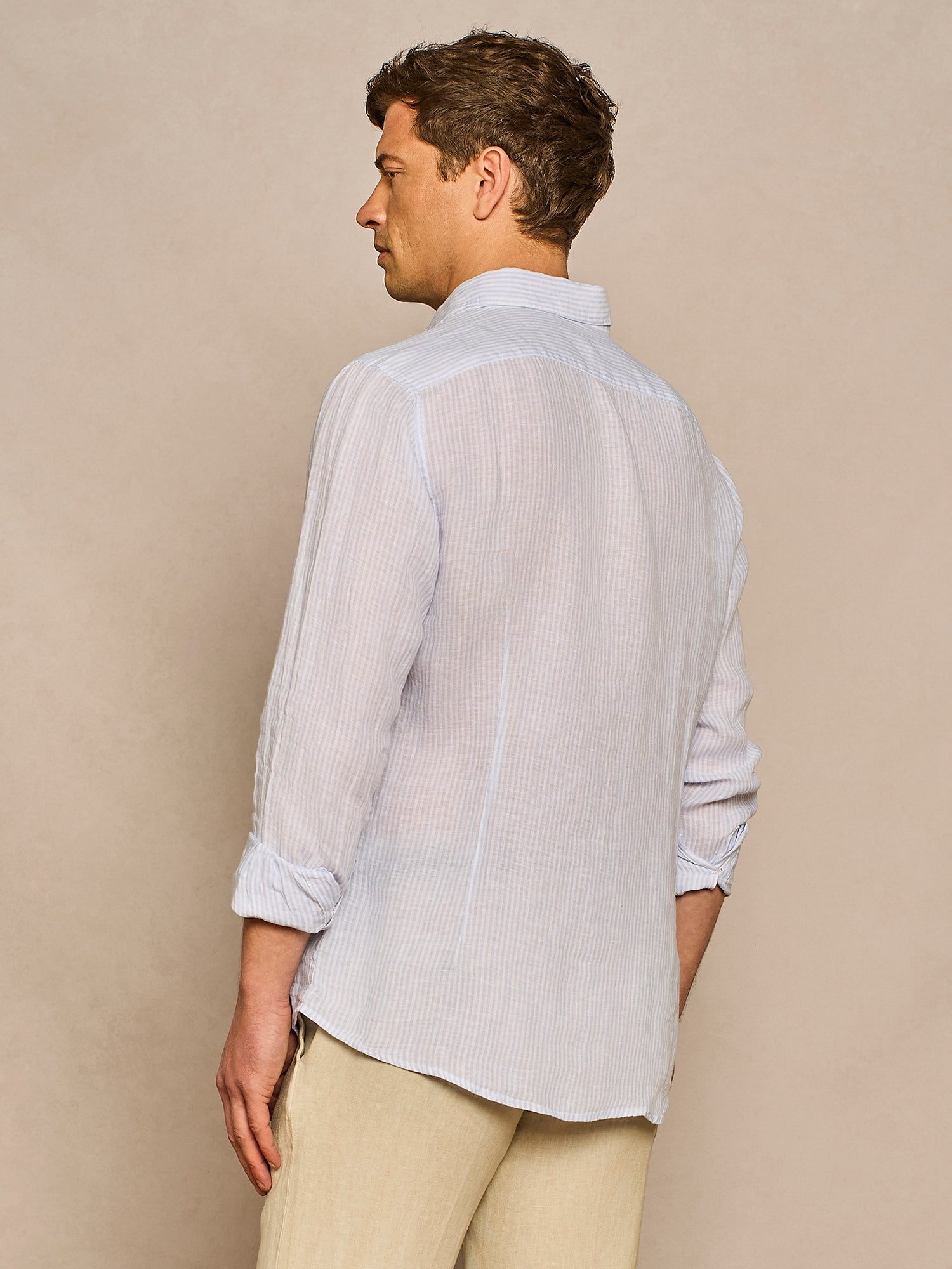 LIGHT BLUE STRIPED LINEN SHIRT