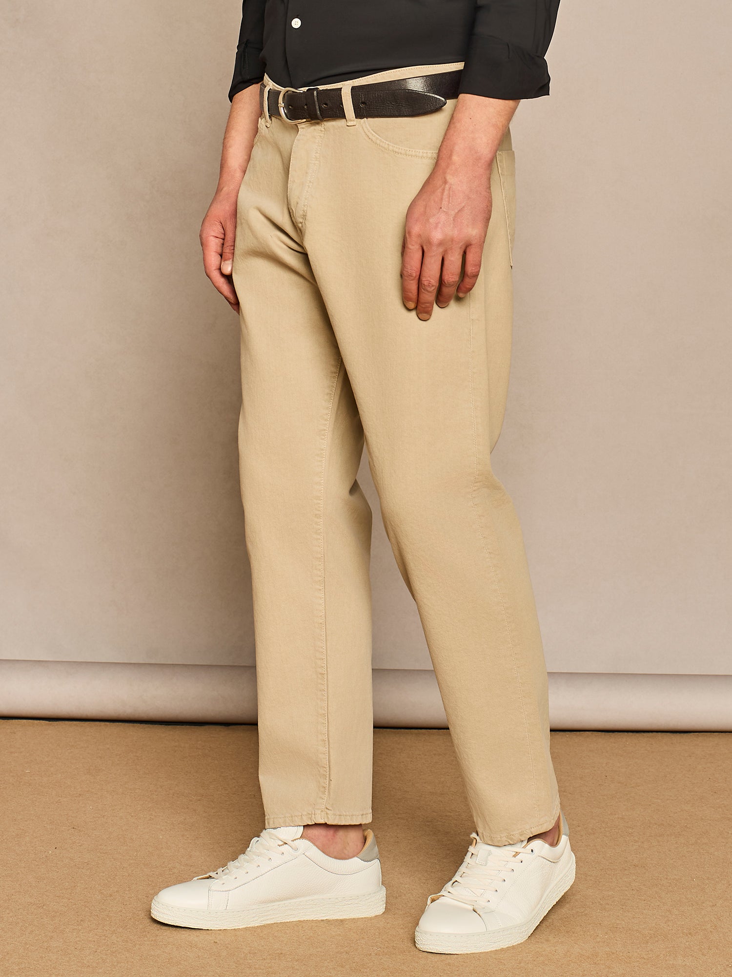 LIGHT BEIGE FIVE POCKETS DENIM TROUSER