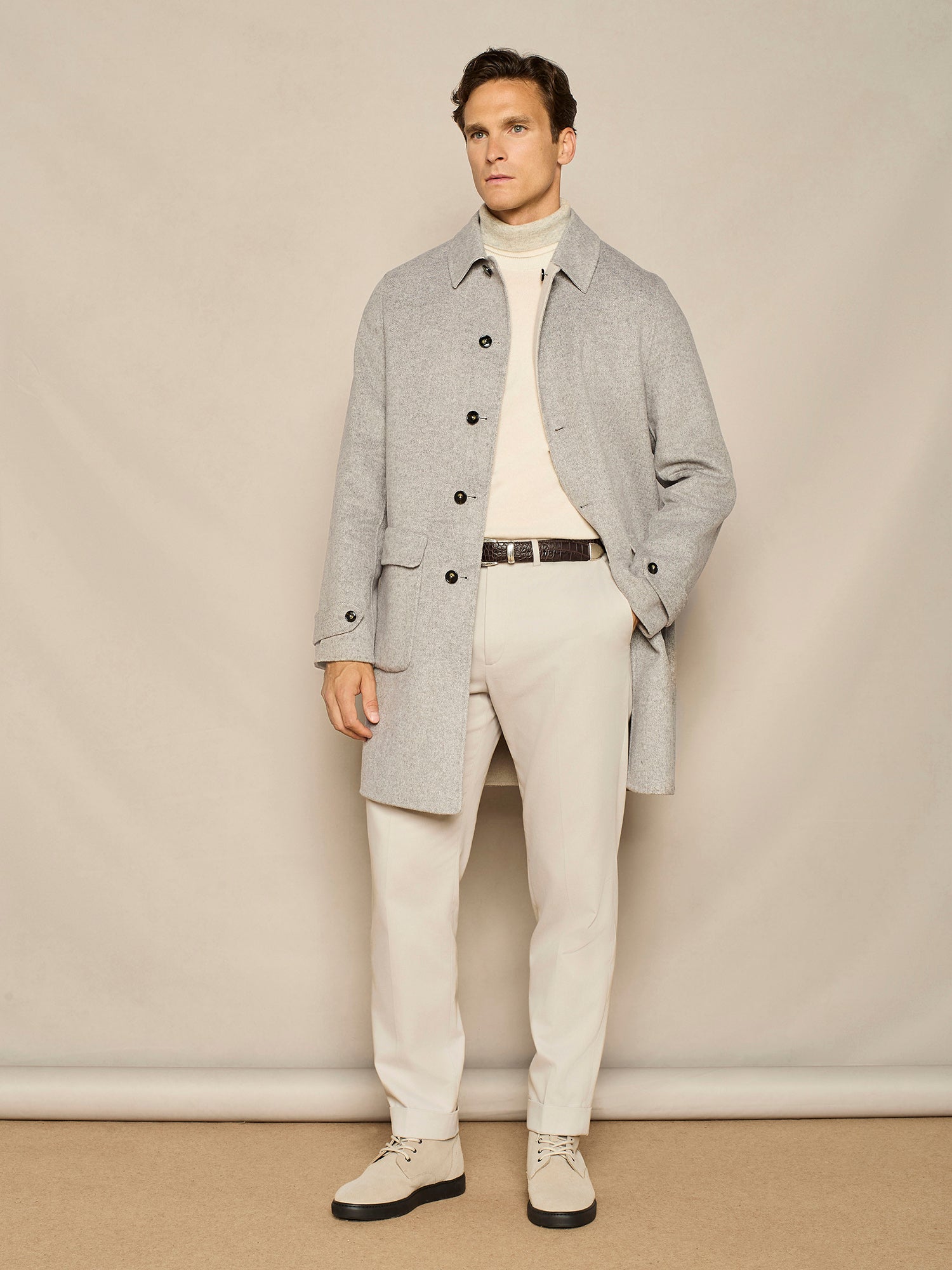 GREY HERRINGBONE REVERSIBLE COAT