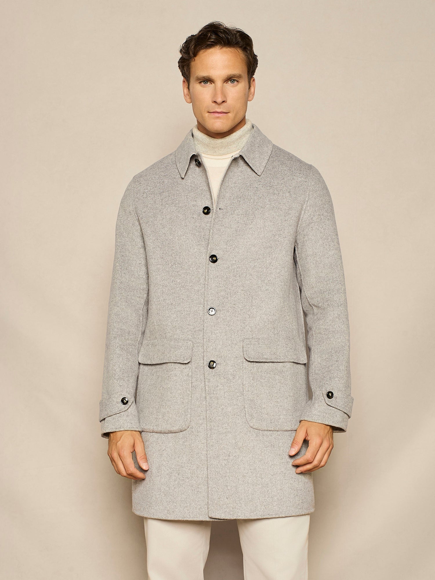 GREY HERRINGBONE REVERSIBLE COAT