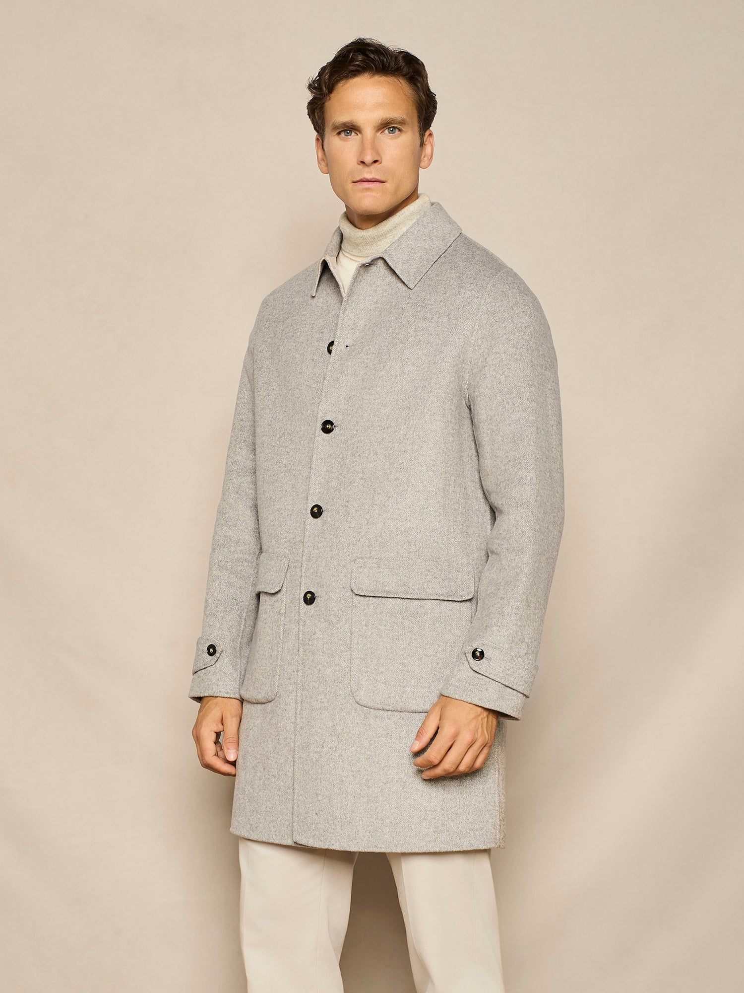 GREY HERRINGBONE REVERSIBLE COAT