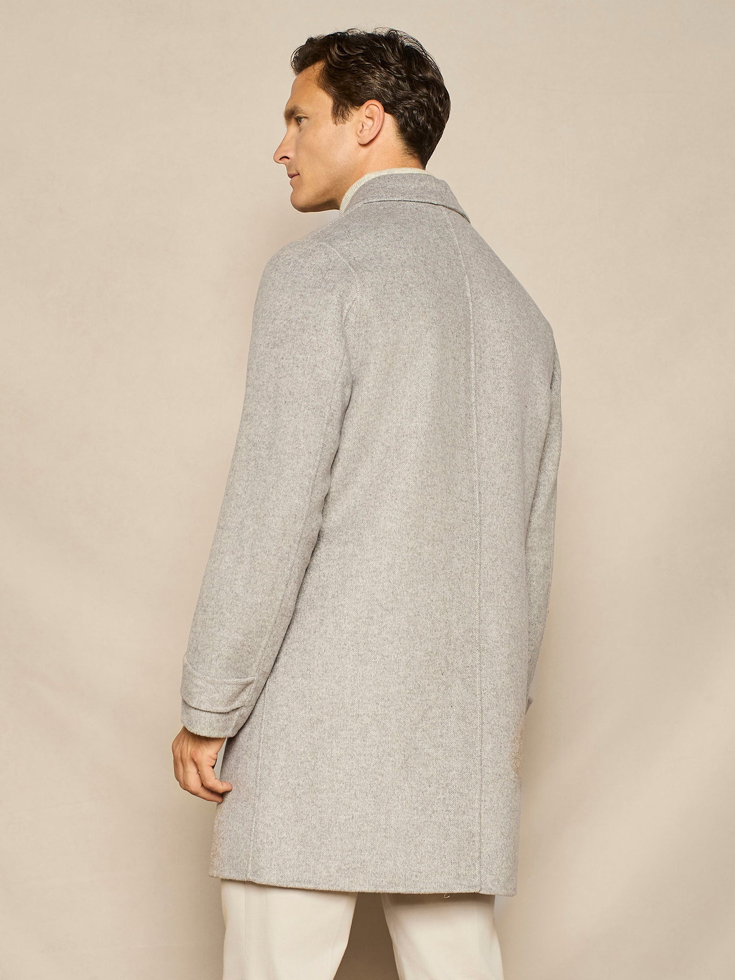 GREY HERRINGBONE REVERSIBLE COAT