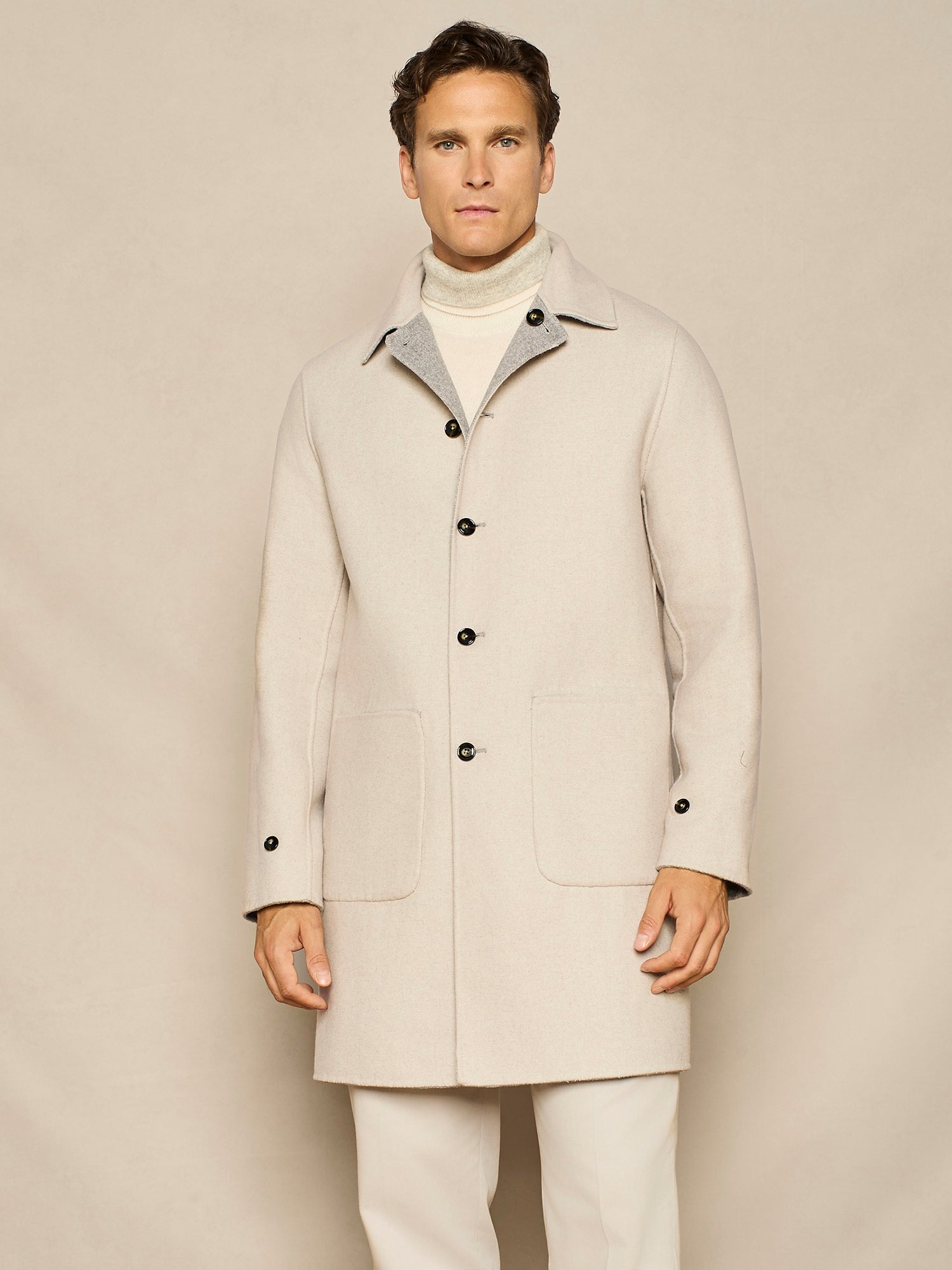 GREY HERRINGBONE REVERSIBLE COAT