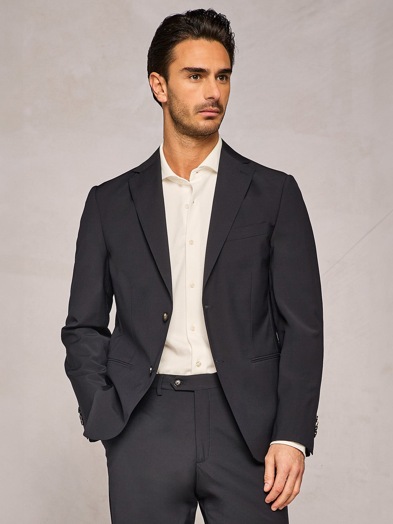 SINGLE BREASTED NATURAL STRETCH JACKET BLUE