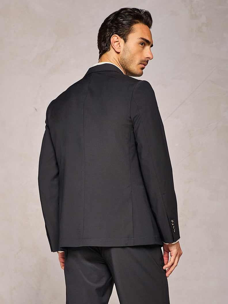 SINGLE BREASTED NATURAL STRETCH JACKET BLUE
