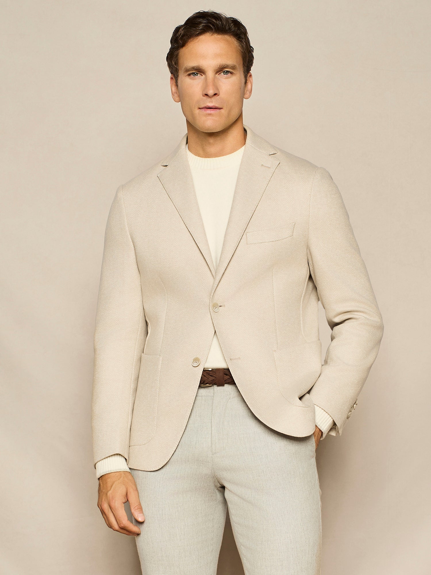BUTTER HERRINGBONE JERSEY UNLINED JACKET