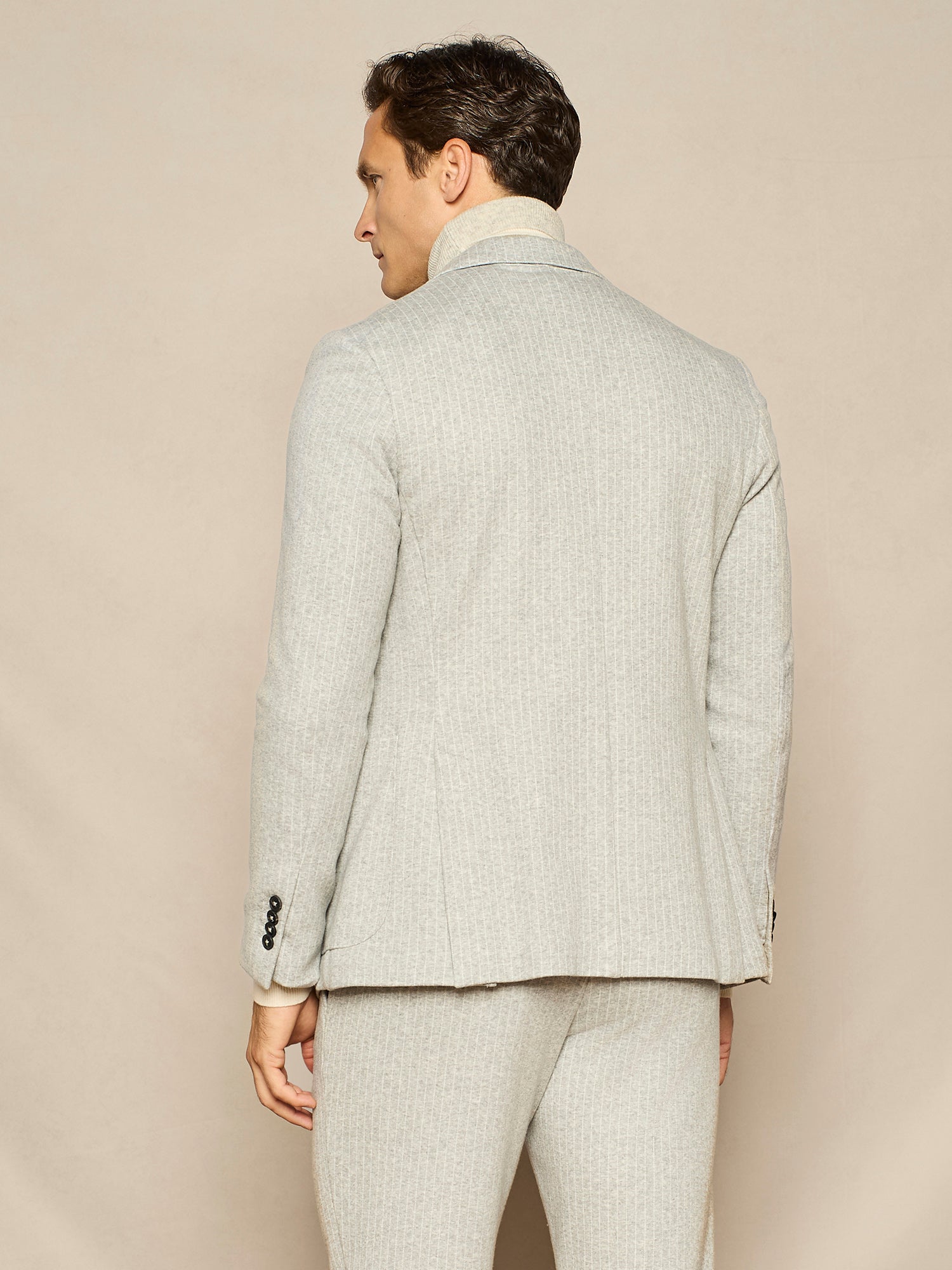 LIGHT GREY PINSTRIPED JERSEY JACKET