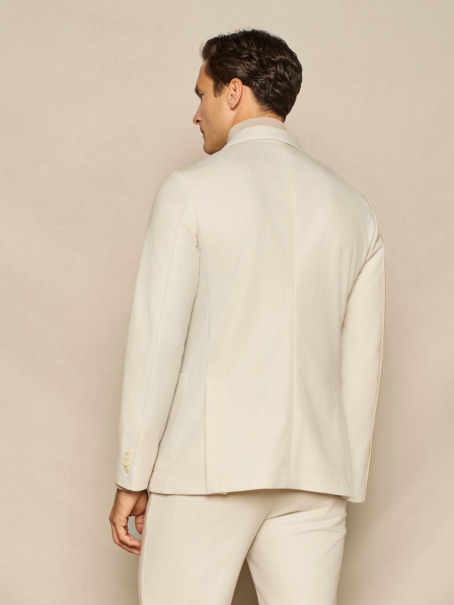 BUTTER PINSTRIPED WOOL JERSEY DOUBLE BREASTED JACKET