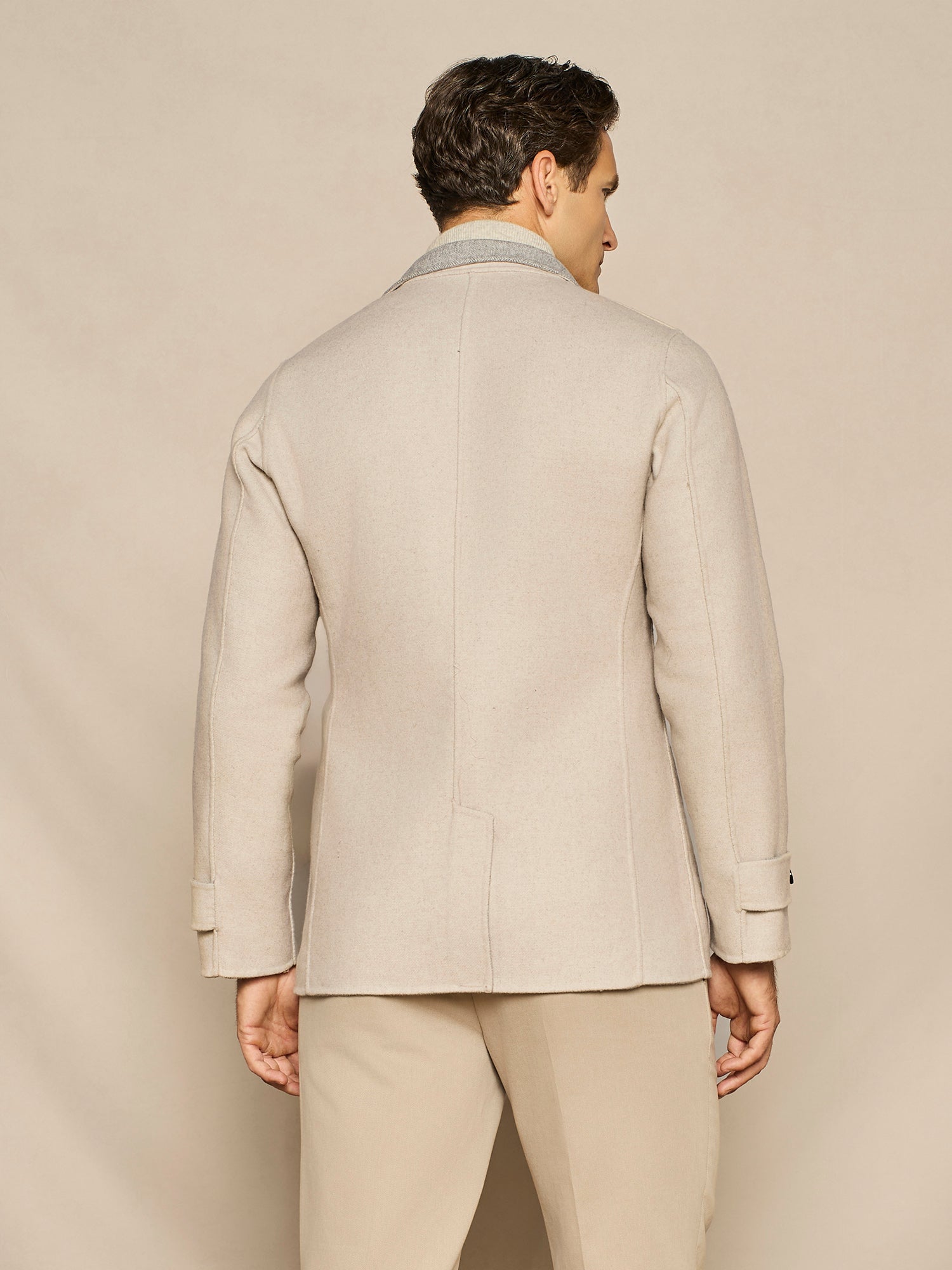 GREY HERRINGBONE REVERSIBLE OVERJACKET