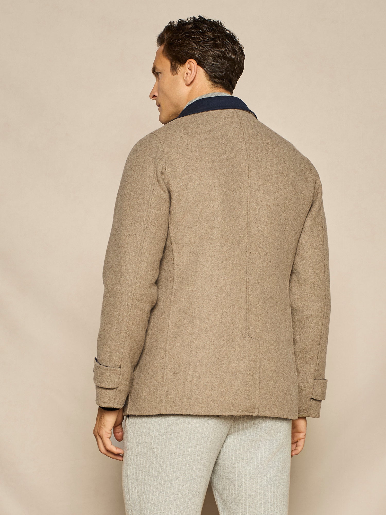 BLUE HERRINGBONE REVERSIBLE OVERJACKET
