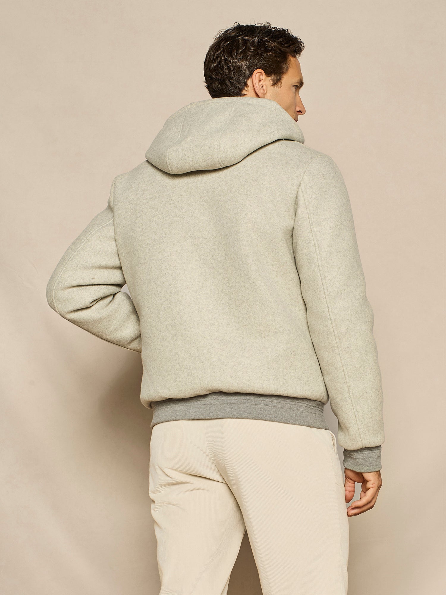 LIGHT GREY WOVEN HOODED JACKET