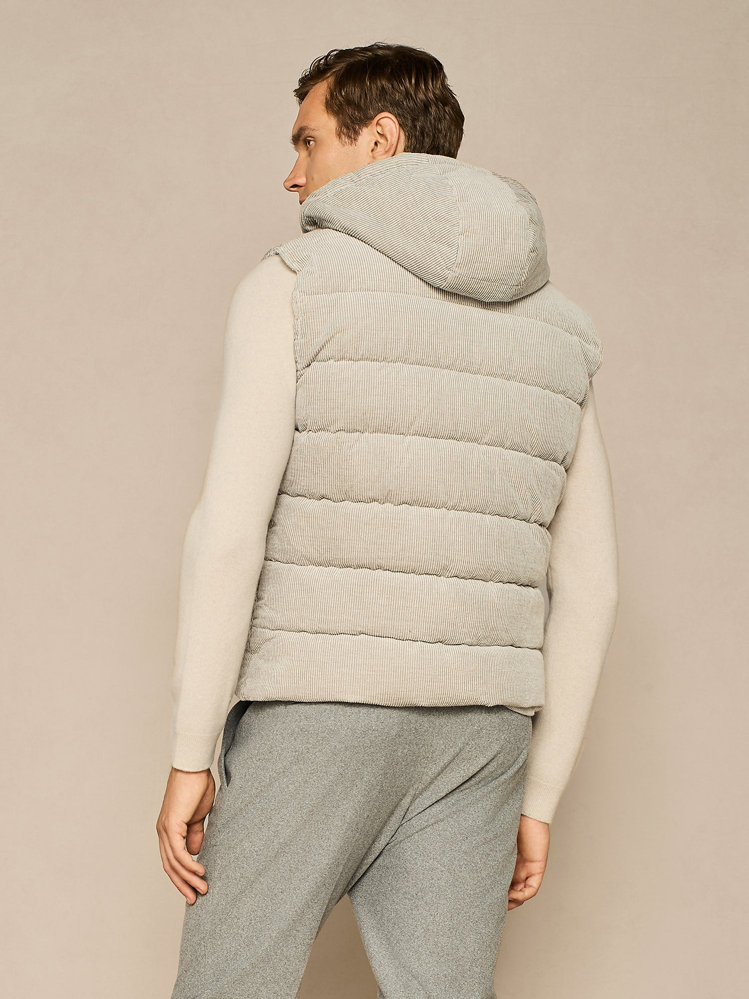 LIGHT GREY VANISE' CORDUROY PADDED VEST