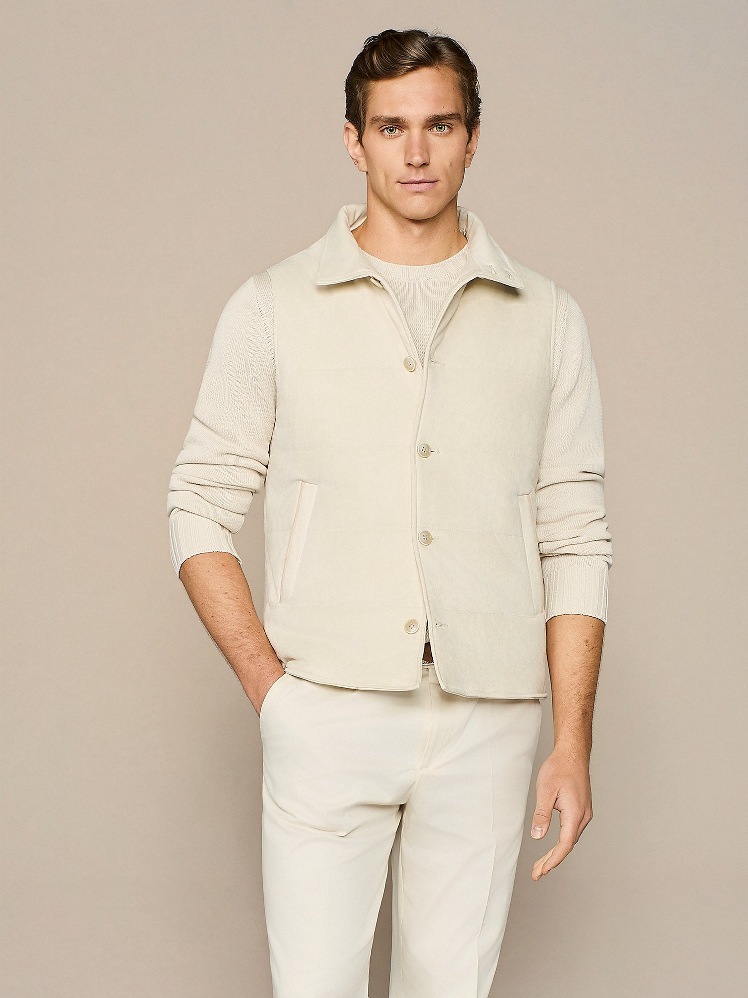 Beige eco suede vest