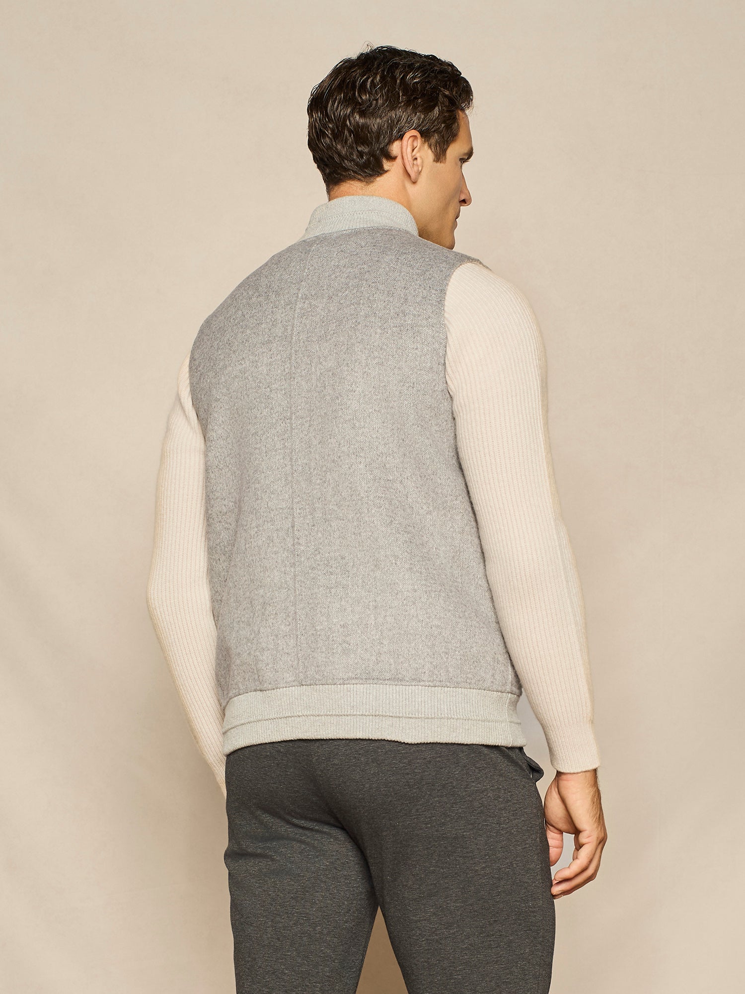 GREY HERRINGBONE REVERSIBLE VEST