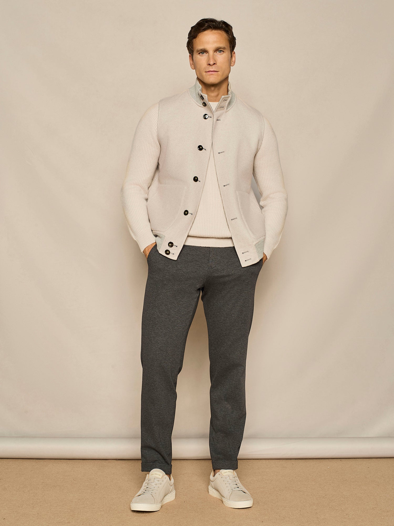 GREY HERRINGBONE REVERSIBLE VEST