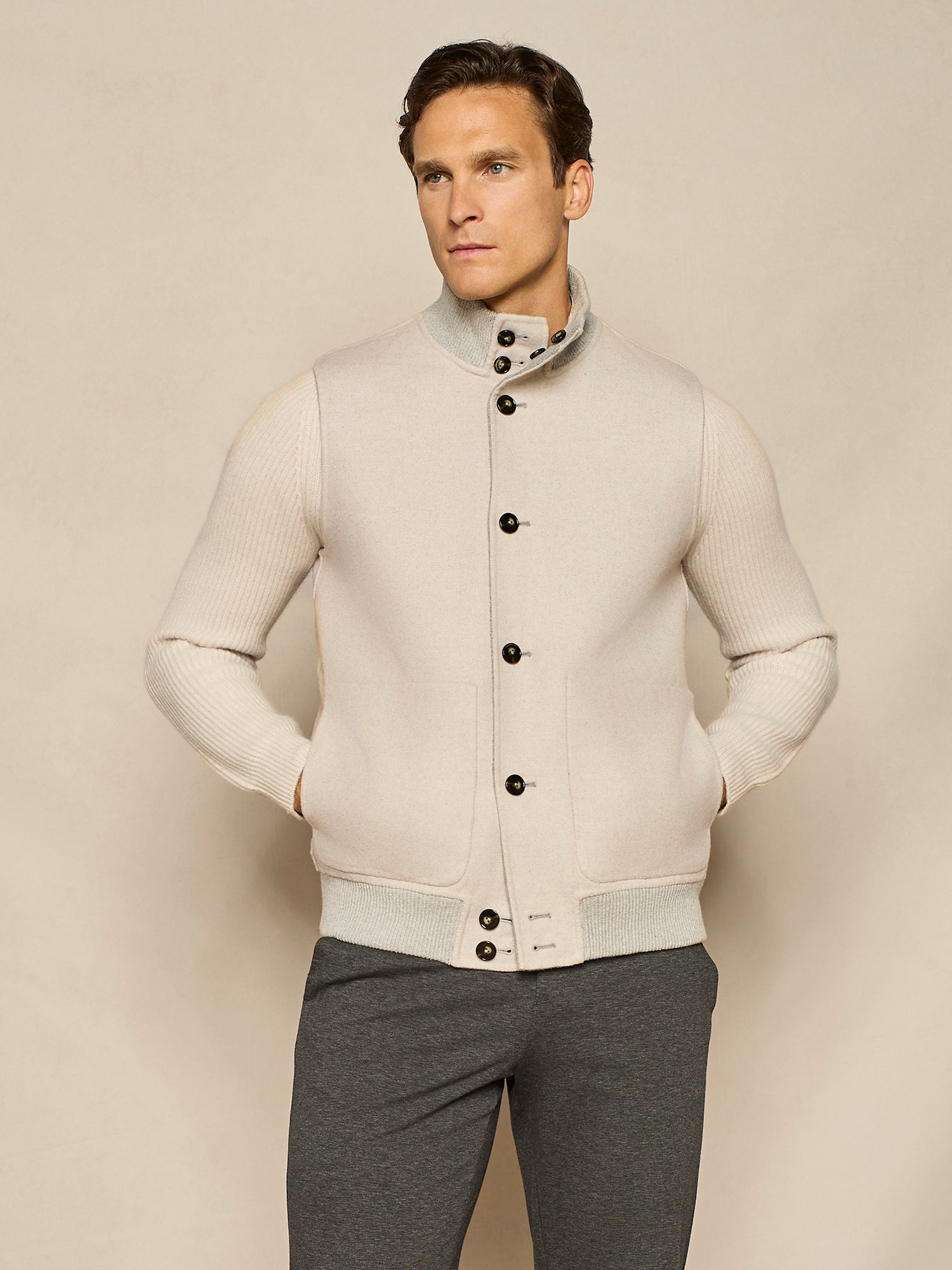 GREY HERRINGBONE REVERSIBLE VEST