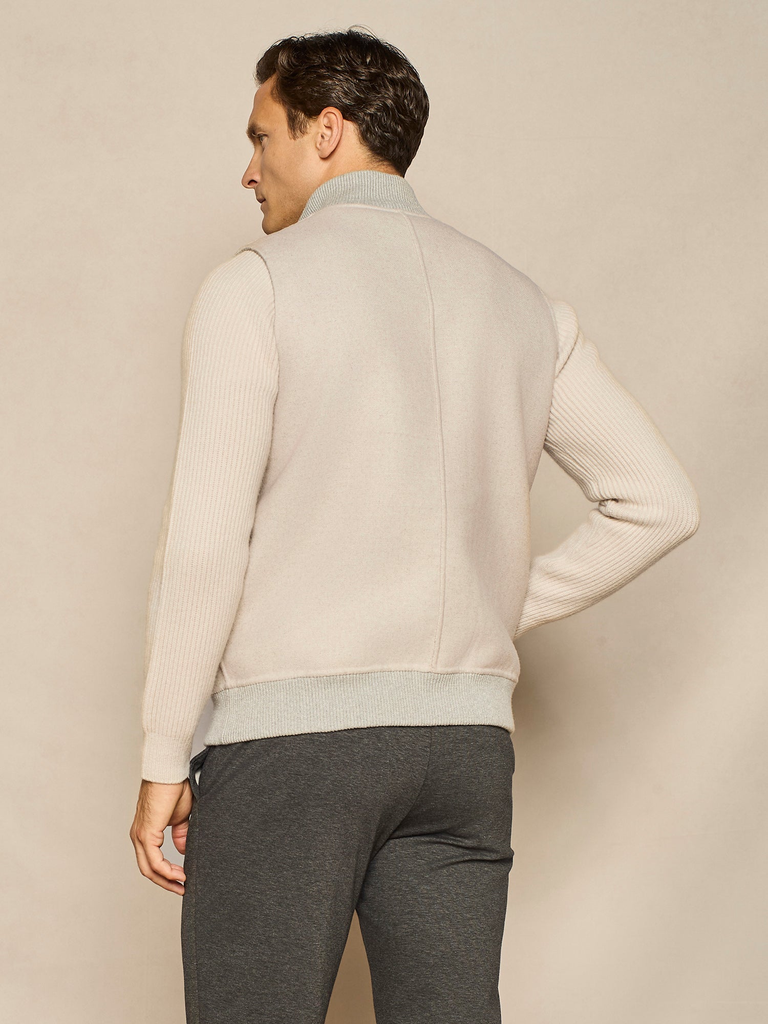 GREY HERRINGBONE REVERSIBLE VEST