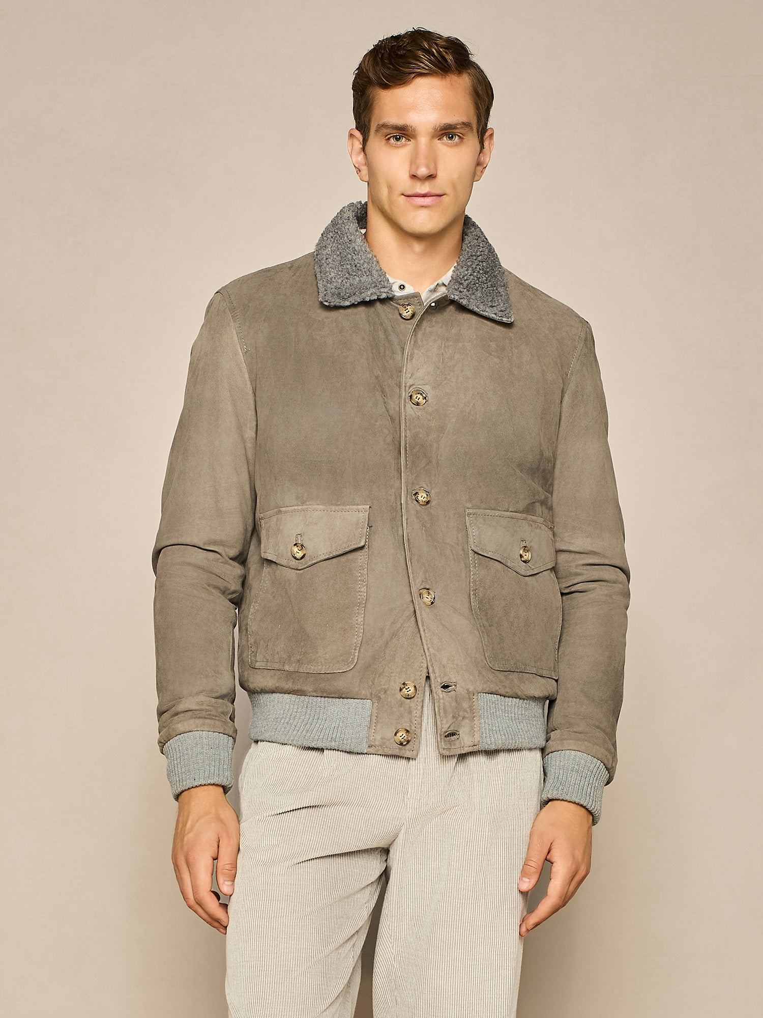 GREY REAL SUEDE JACKET