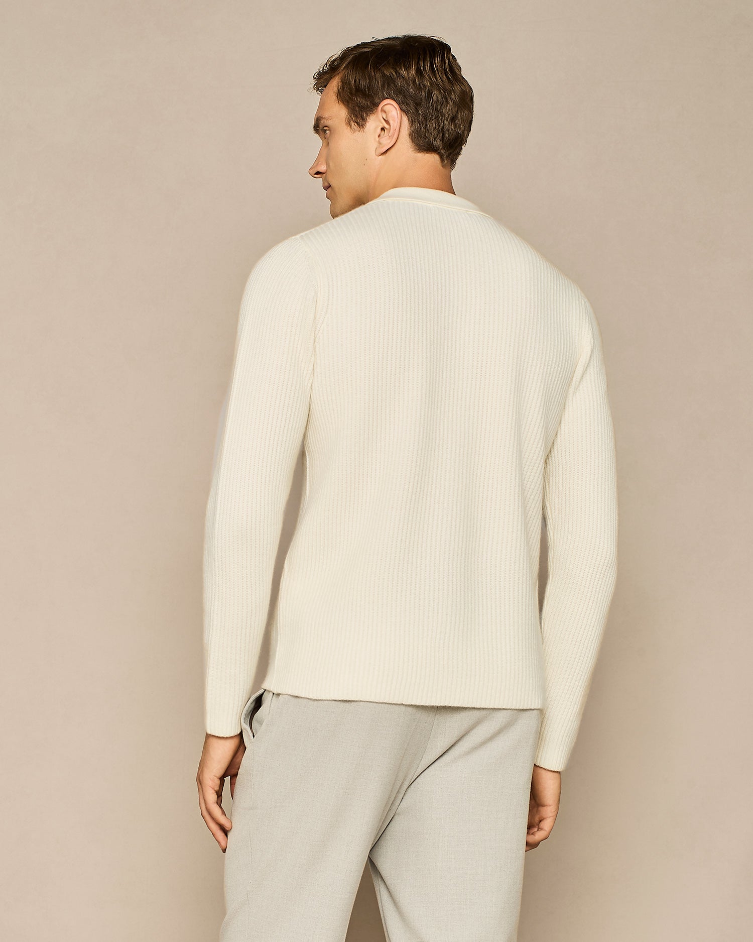 OFF WHITE WOOL BLEND FULL CARDIGAN STITCHING SHIRT