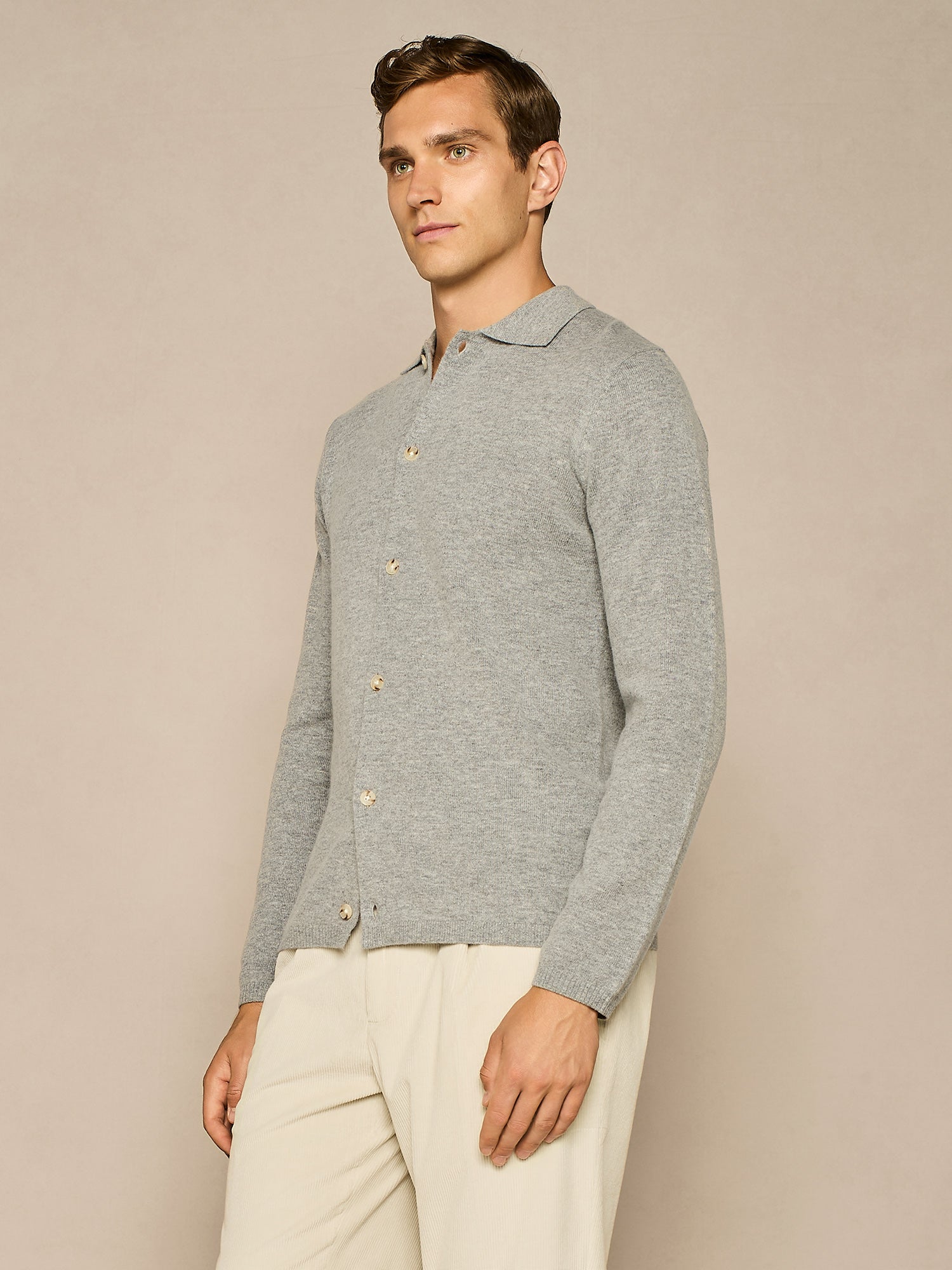 GREY MELANGE WOOL BLEND SHIRT