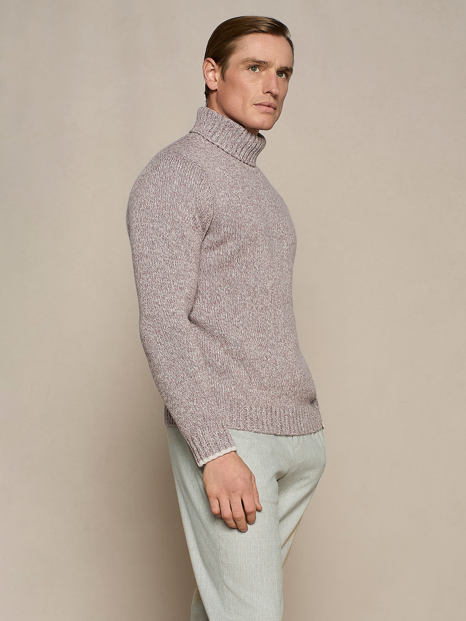 MAUVE MOULINE' TURTLENECK