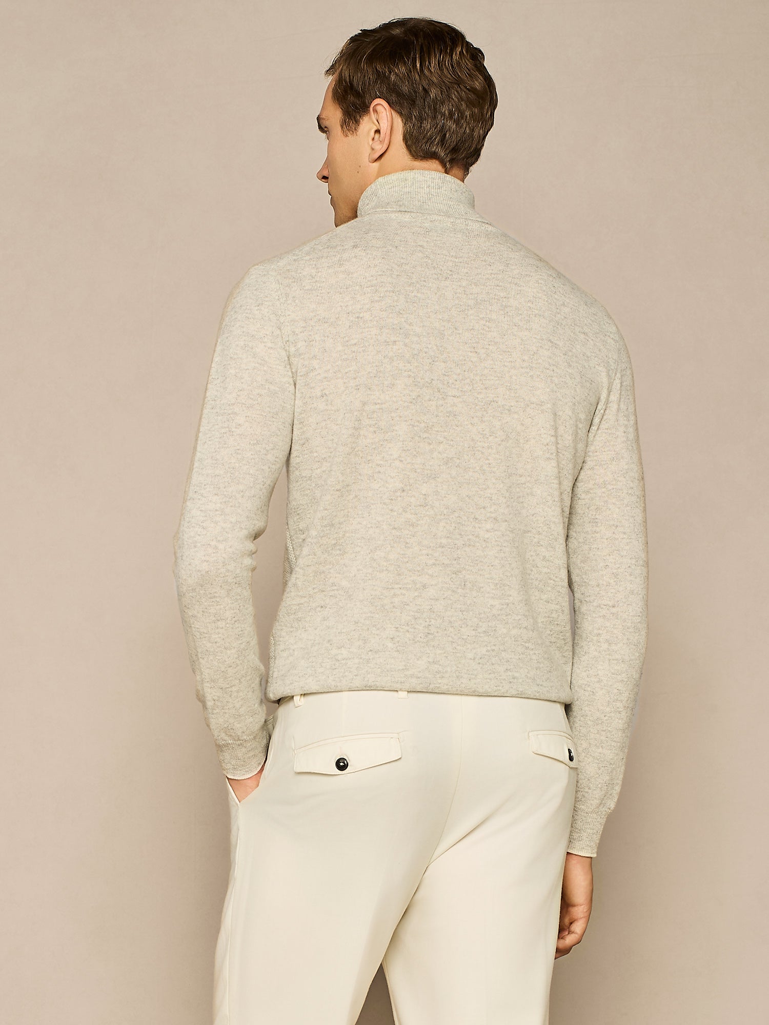 LIGHT GREY MELANGE NEST STITCHING TURTLENECK