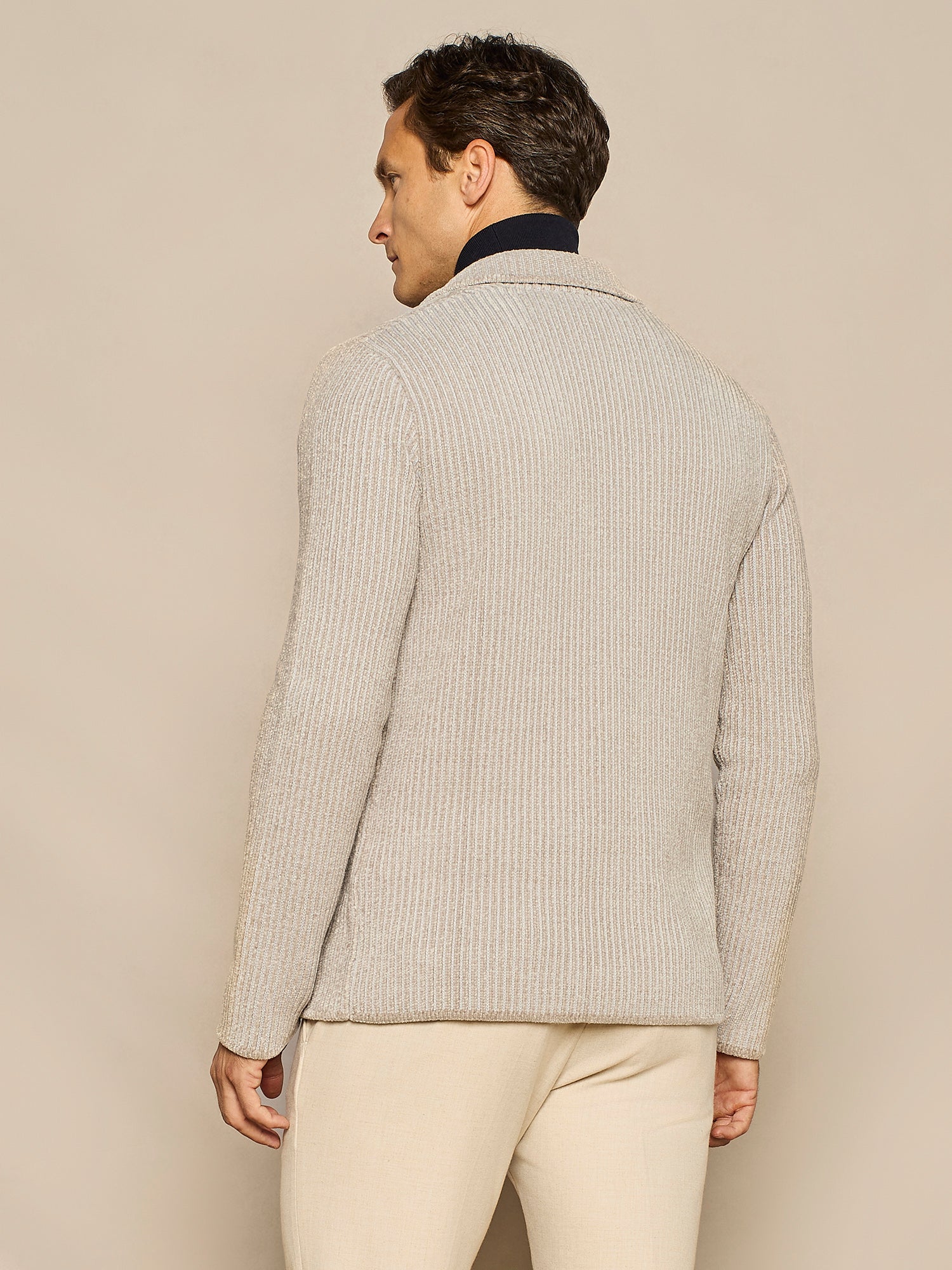 GREY KNITTED CHENILLE JACKET