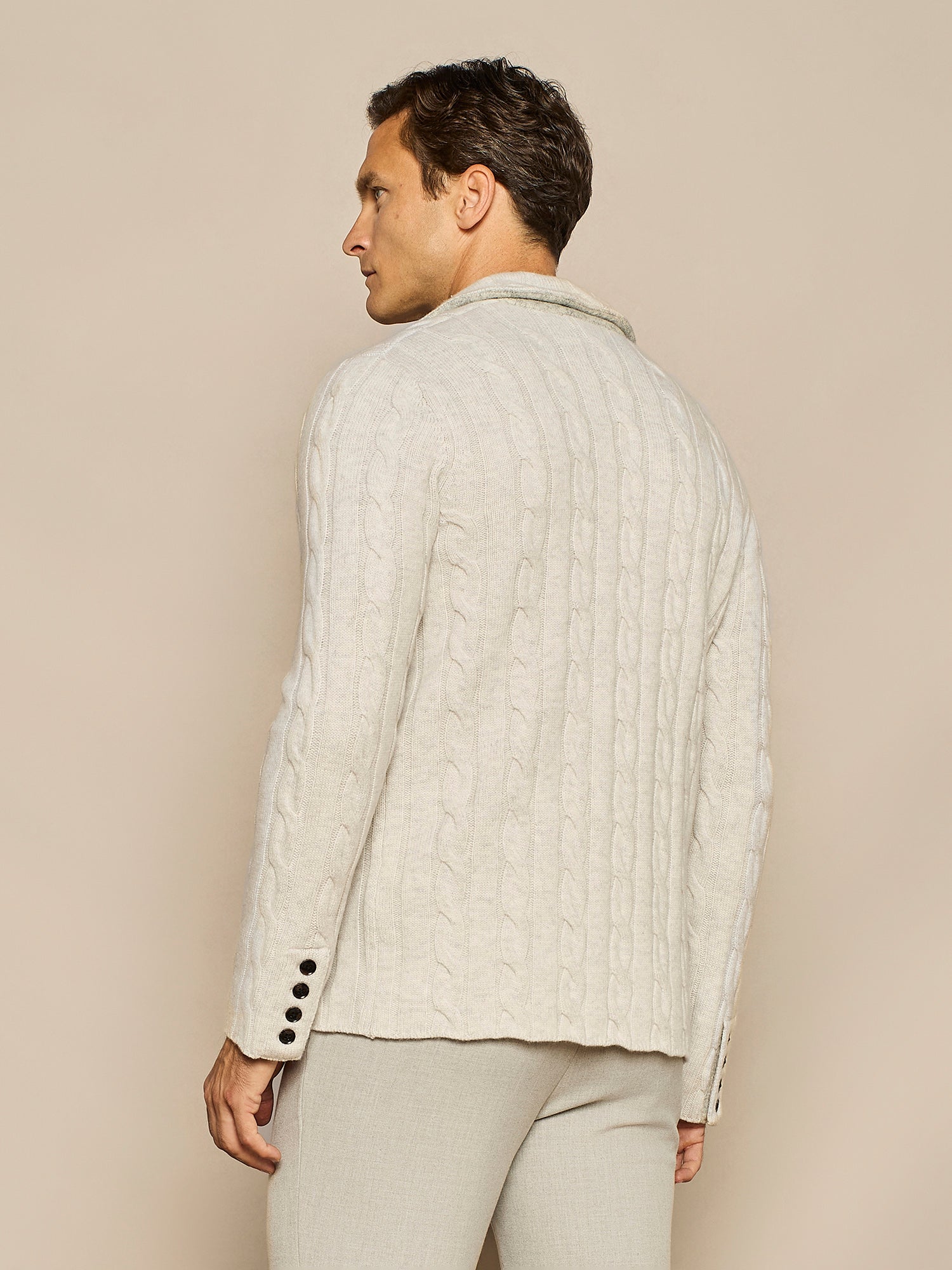LIGHT GREY MELANGE CABLES JACKET